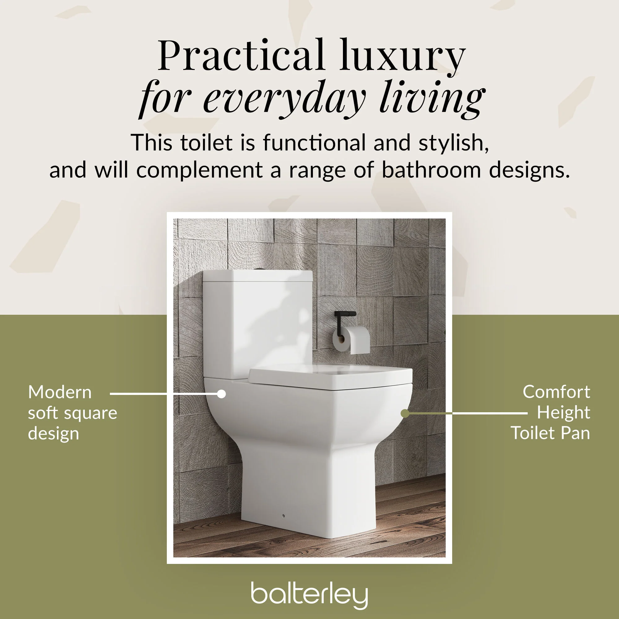 Hilderstone Modern Comfort Height Close Coupled Toilet with Soft Close Seat - Image 9