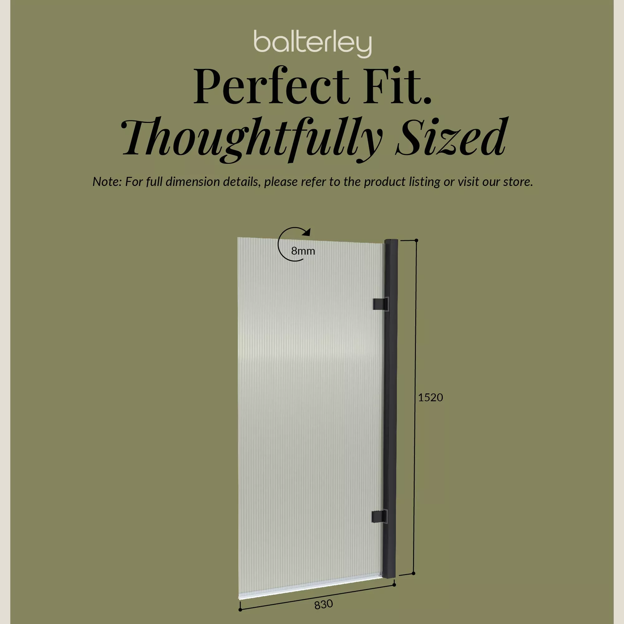 Contemporary 8mm Toughened Safety Glass Square Hinged Fluted Bath Screen - 1520 x 830 x 24mm - Choice of Colour - Image 18