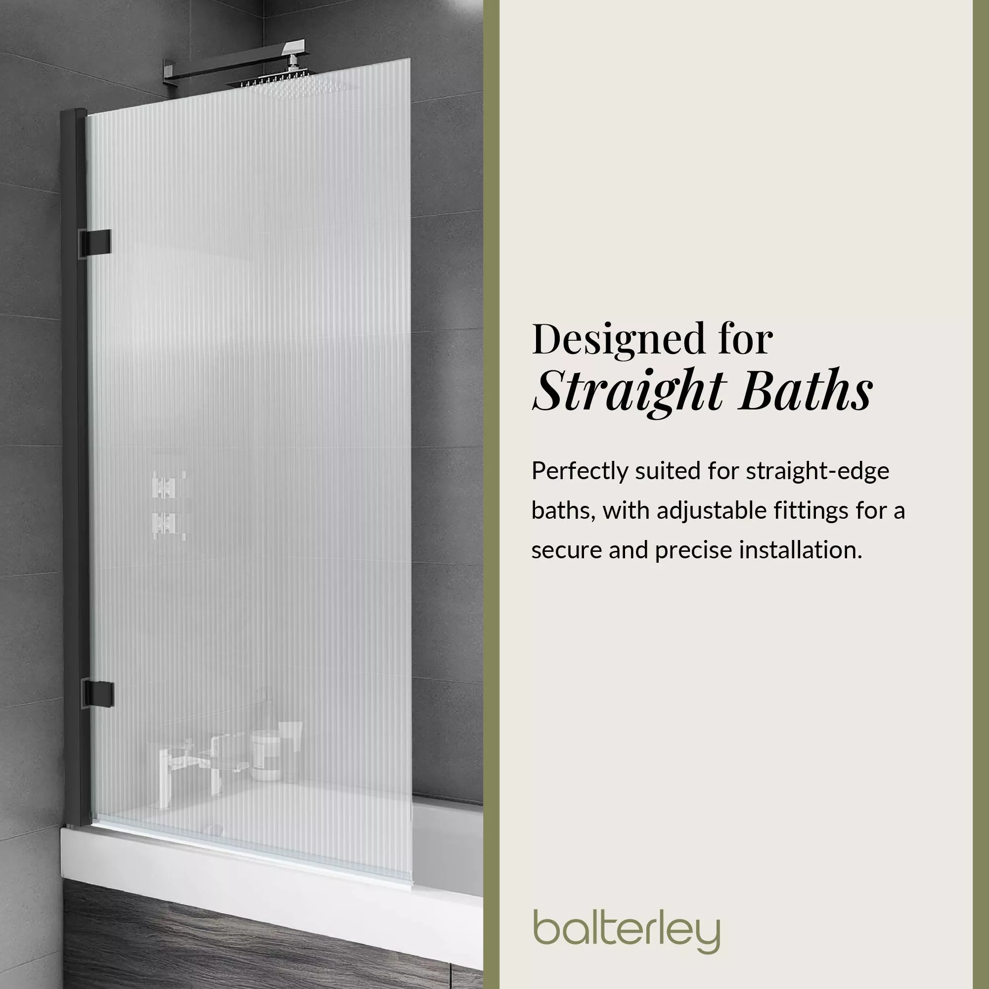 Contemporary 8mm Toughened Safety Glass Square Hinged Fluted Bath Screen - 1520 x 830 x 24mm - Choice of Colour - Image 20