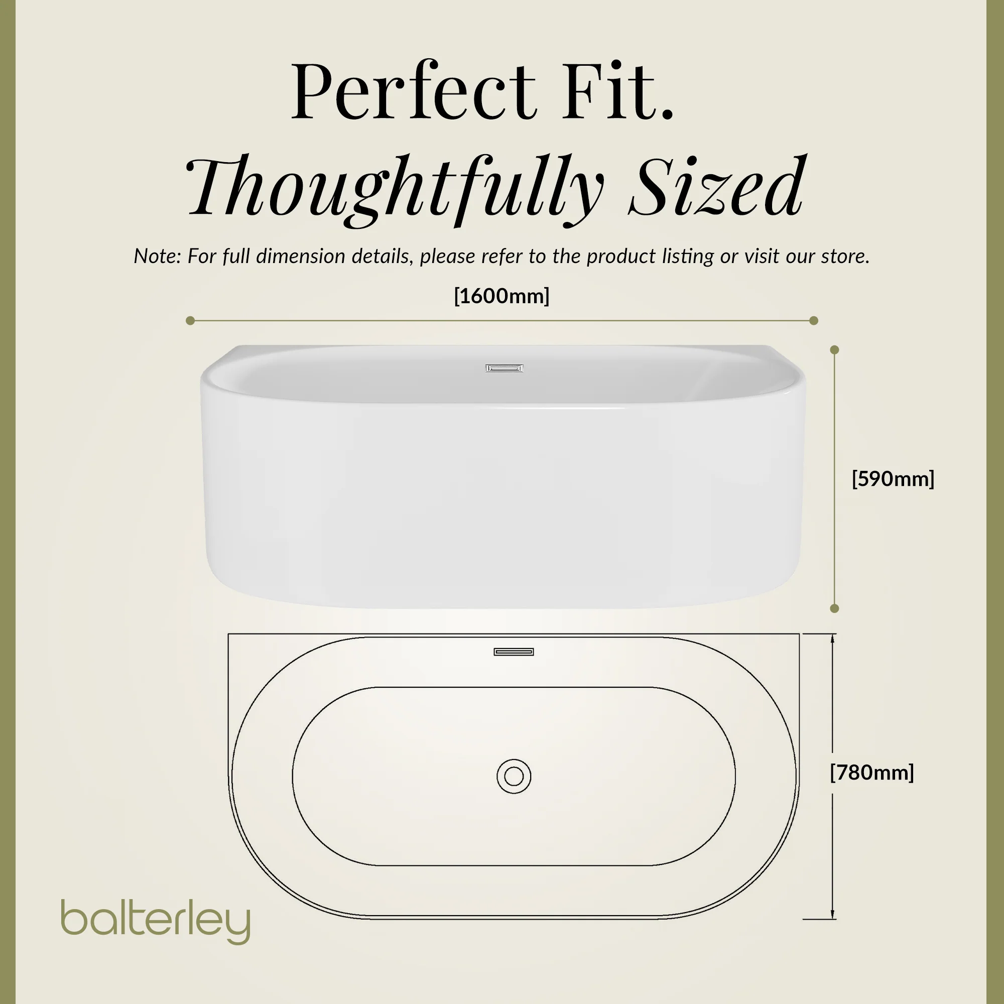 Contemporary Back To Wall Freestanding Bath from Balterley - Modern Design in Multiple Sizes - Image 10