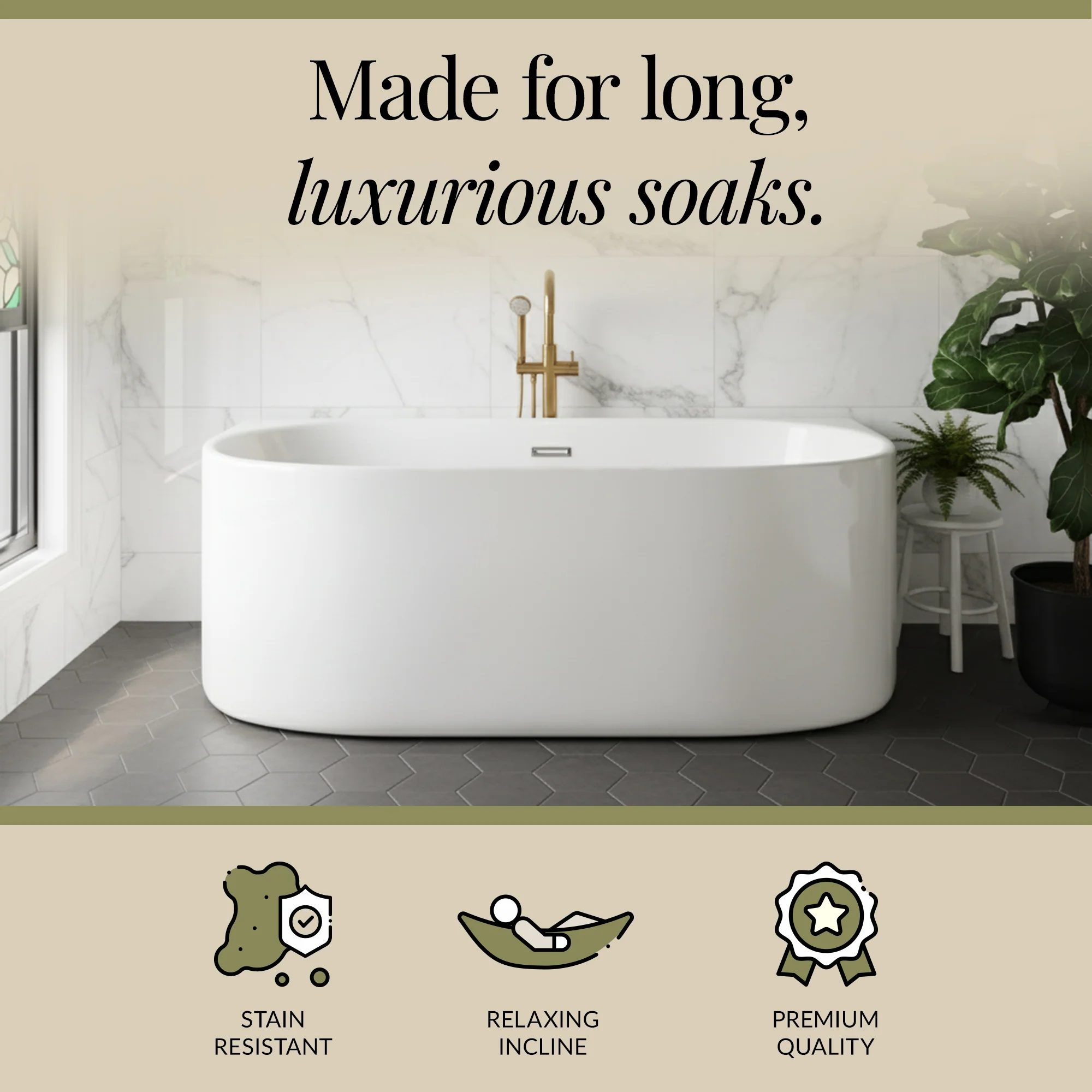 Contemporary Back To Wall Freestanding Bath from Balterley - Modern Design in Multiple Sizes - Image 14