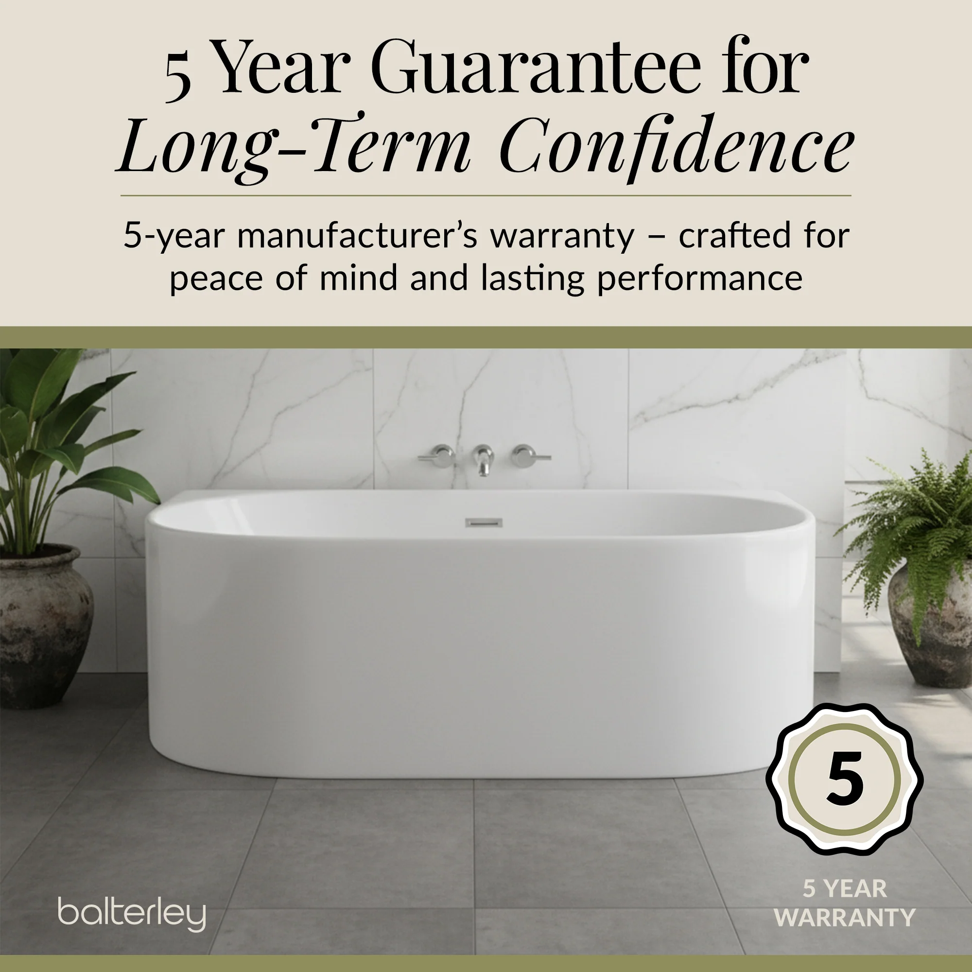 Contemporary Back To Wall Freestanding Bath from Balterley - Modern Design in Multiple Sizes - Image 19
