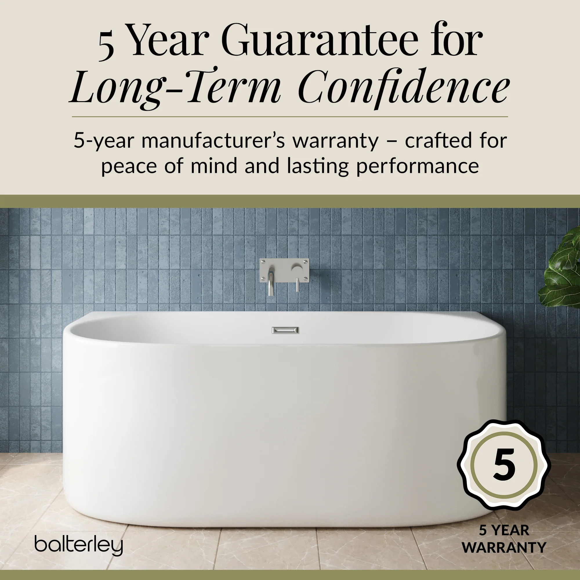 Contemporary Back To Wall Freestanding Bath from Balterley - Modern Design in Multiple Sizes - Image 8
