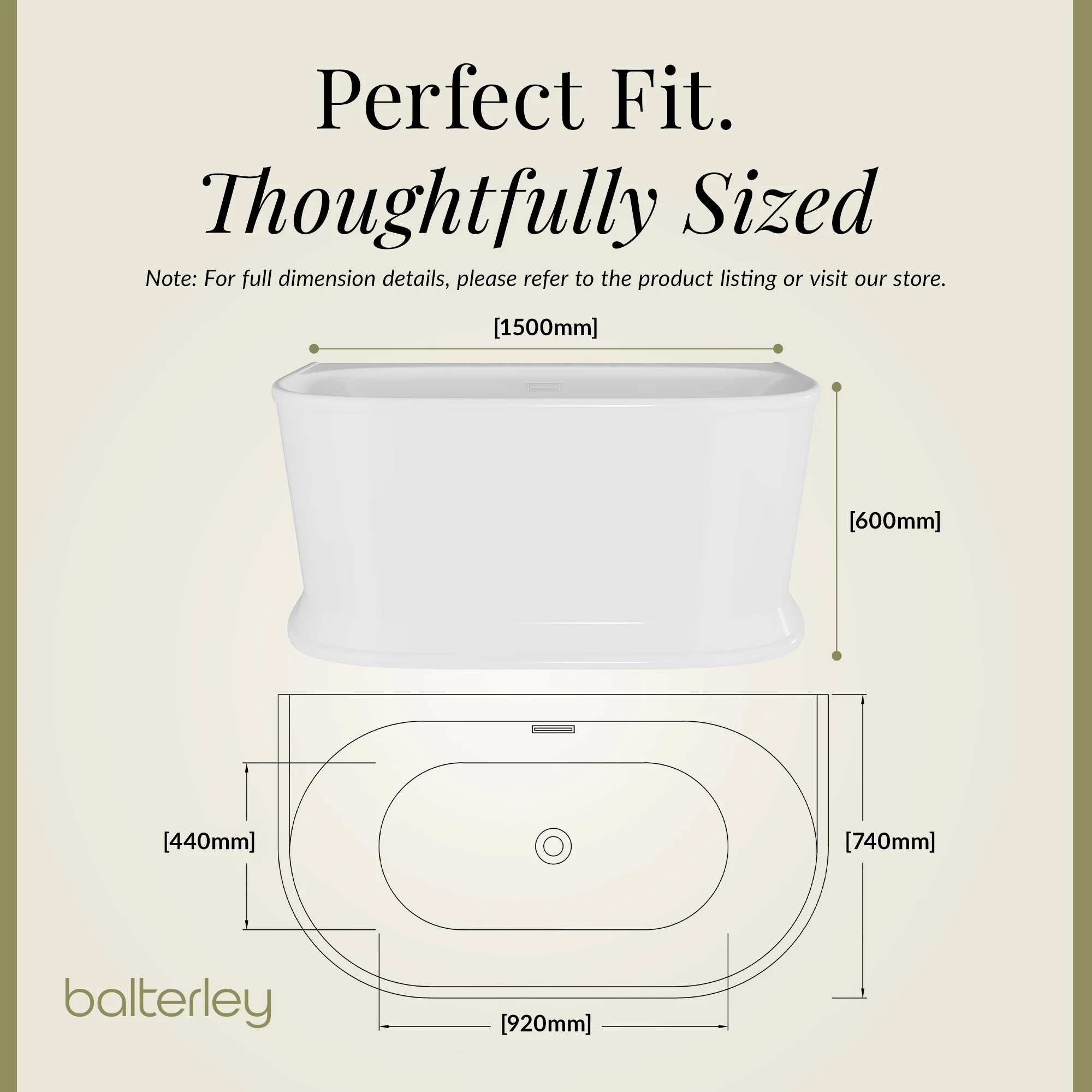 Contemporary Back To Wall Freestanding Bath from Balterley - Multiple Sizes Available - Image 19