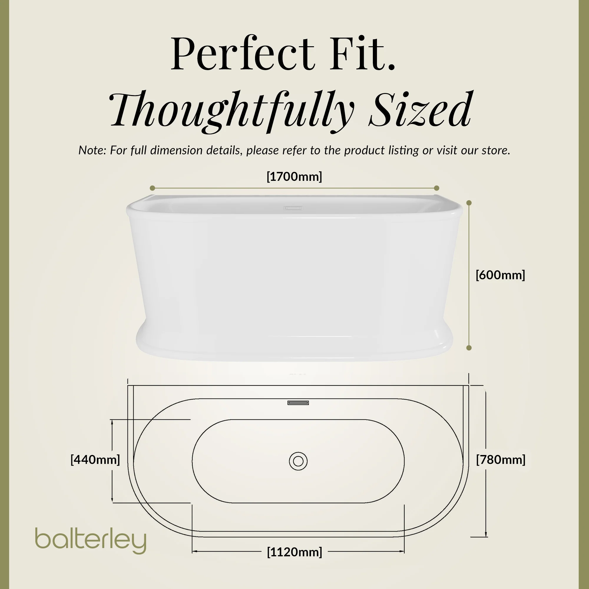 Contemporary Back To Wall Freestanding Bath from Balterley - Multiple Sizes Available - Image 9