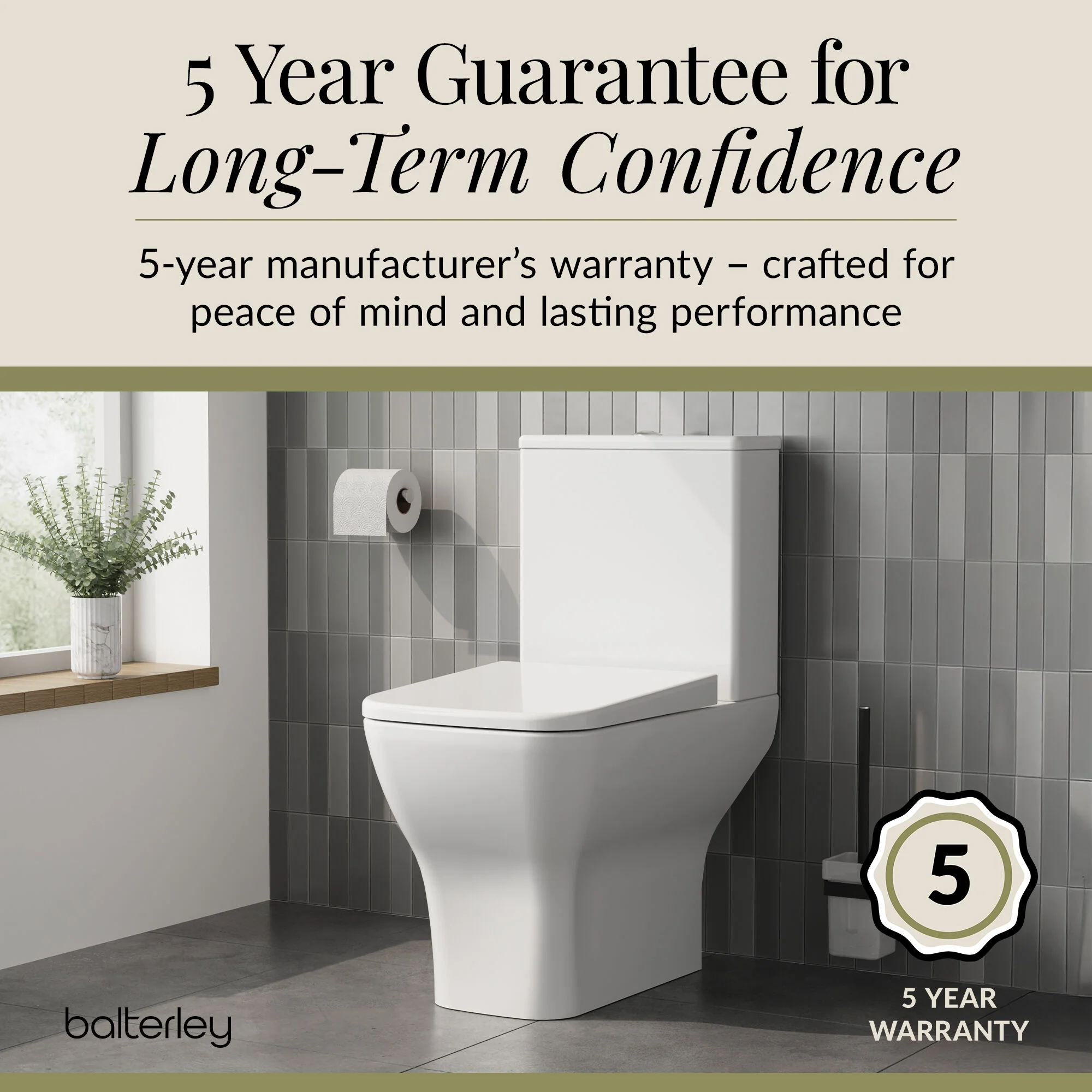 Hilderstone Modern Close Coupled Toilet with Soft Close Seat - Image 5