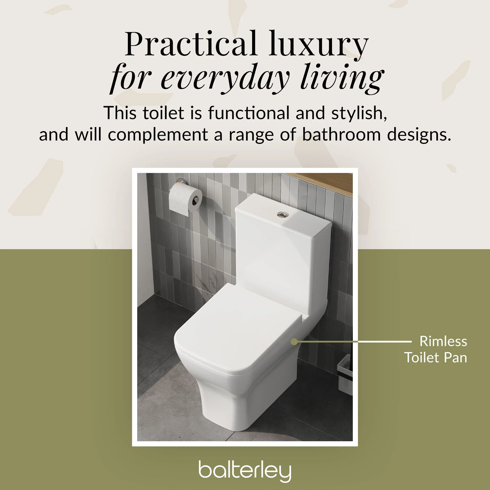 Hilderstone Modern Close Coupled Toilet with Soft Close Seat - Image 8