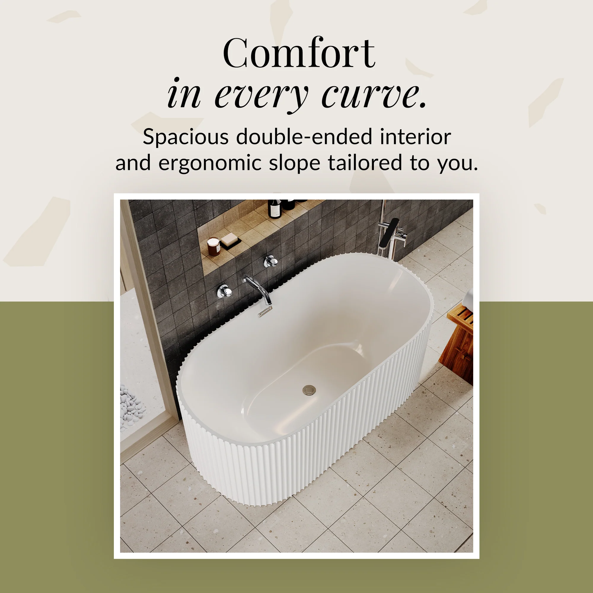 Contemporary Curved Freestanding Bath from Balterley - Modern Ribbed Design in Multiple Sizes - Image 12