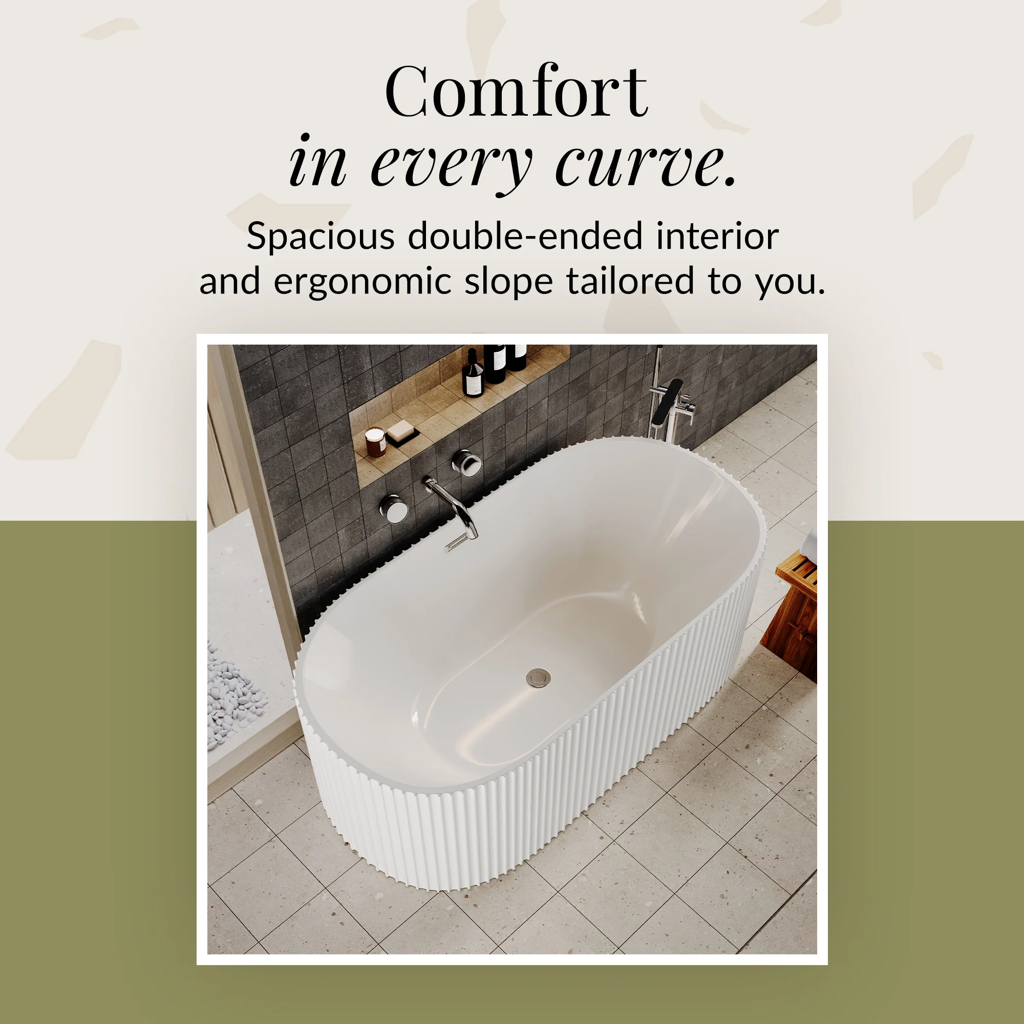 Contemporary Curved Freestanding Bath from Balterley - Modern Ribbed Design in Multiple Sizes - Image 20