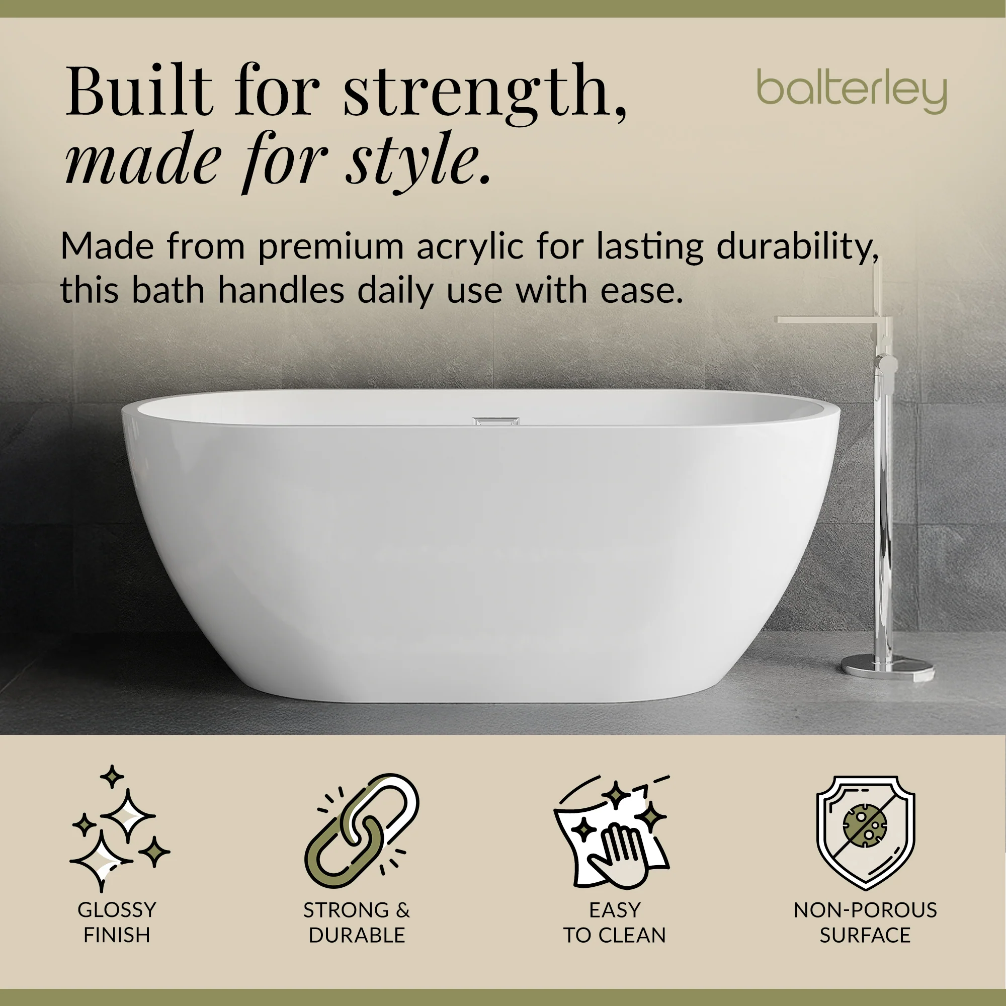 Contemporary Oval Freestanding Bath and Waste from Balterley - Multiple Sizes Available - Image 22