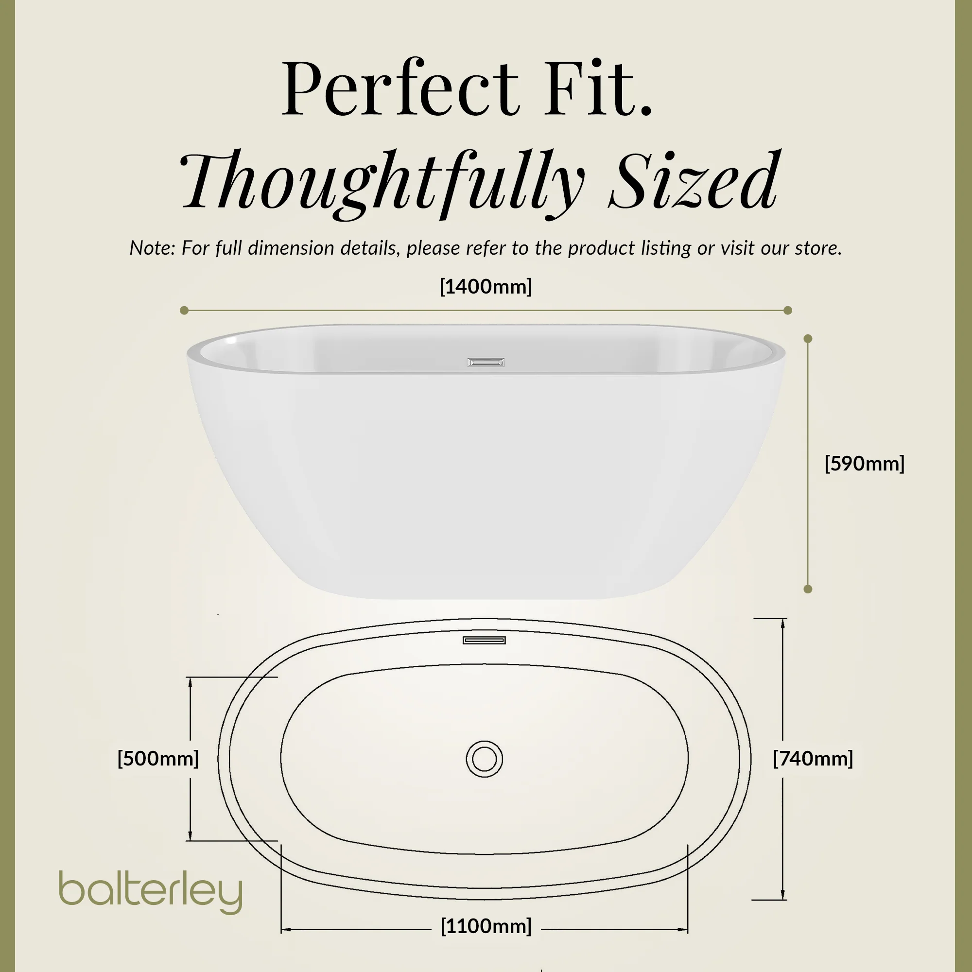 Contemporary Oval Freestanding Bath and Waste from Balterley - Multiple Sizes Available - Image 24