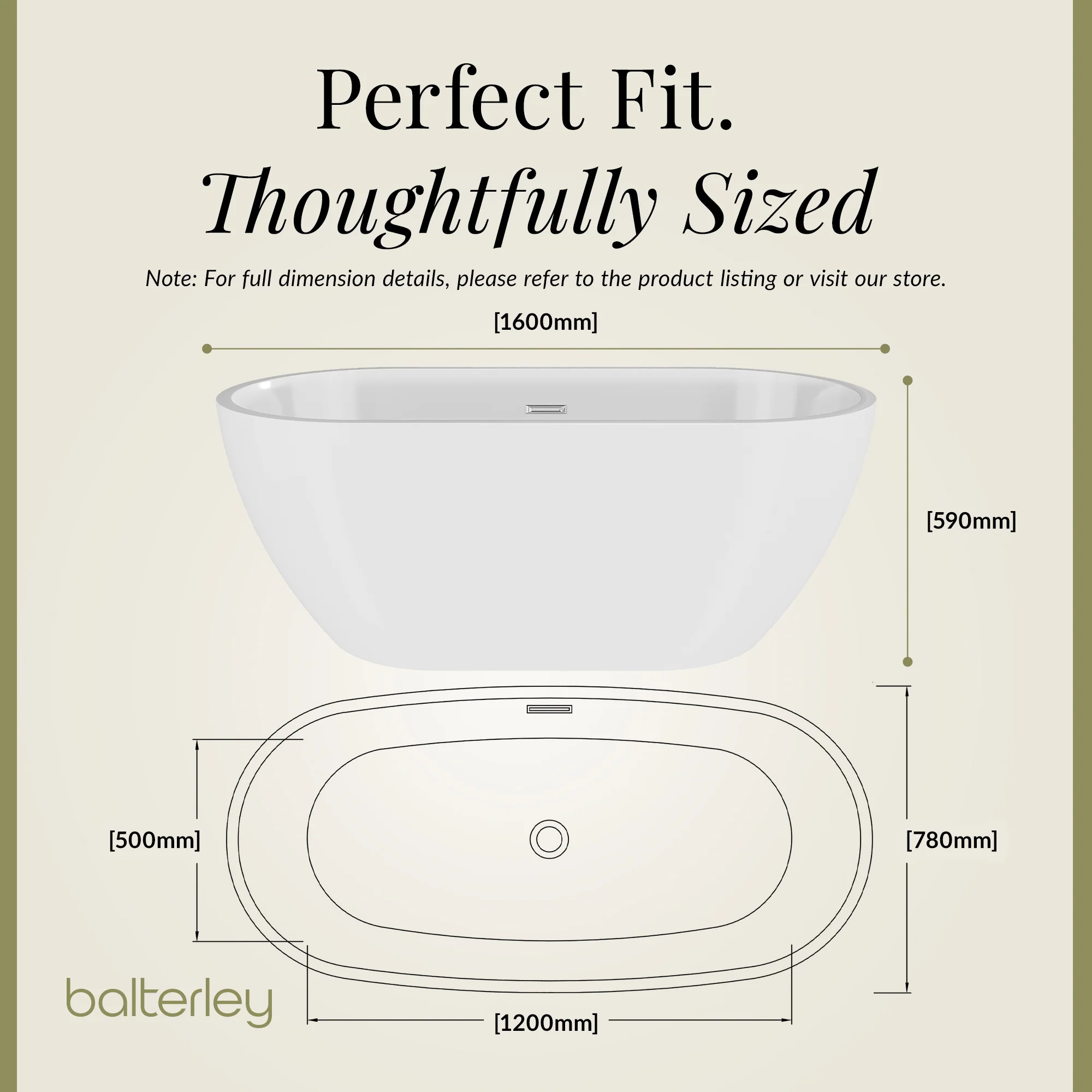 Contemporary Oval Freestanding Bath and Waste from Balterley - Multiple Sizes Available - Image 29