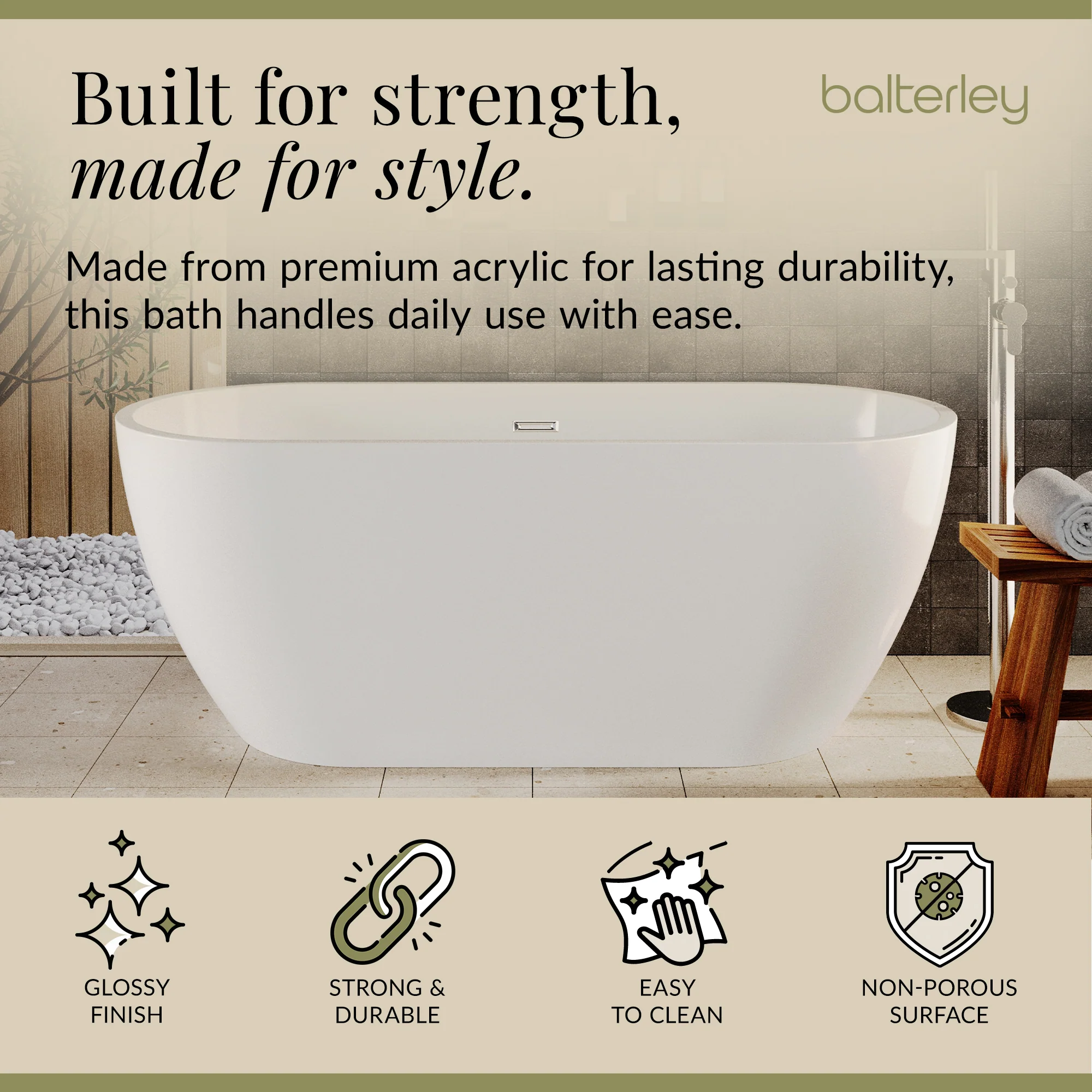 Contemporary Oval Freestanding Bath and Waste from Balterley - Multiple Sizes Available - Image 30