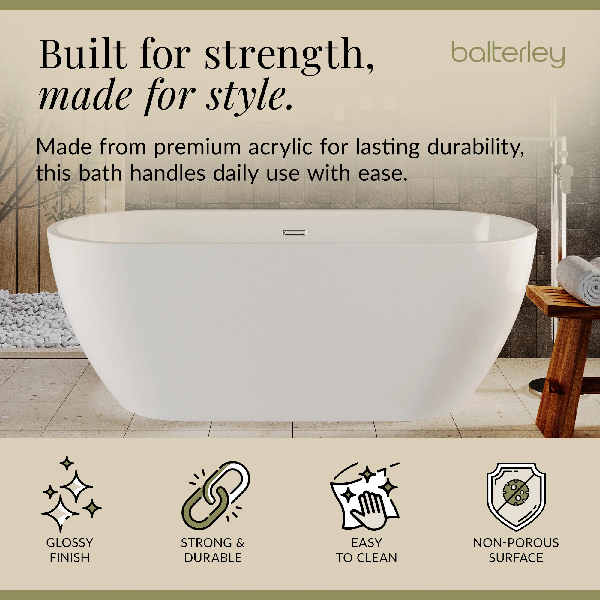 Contemporary Oval Freestanding Bath and Waste from Balterley - Multiple Sizes Available - Image 35