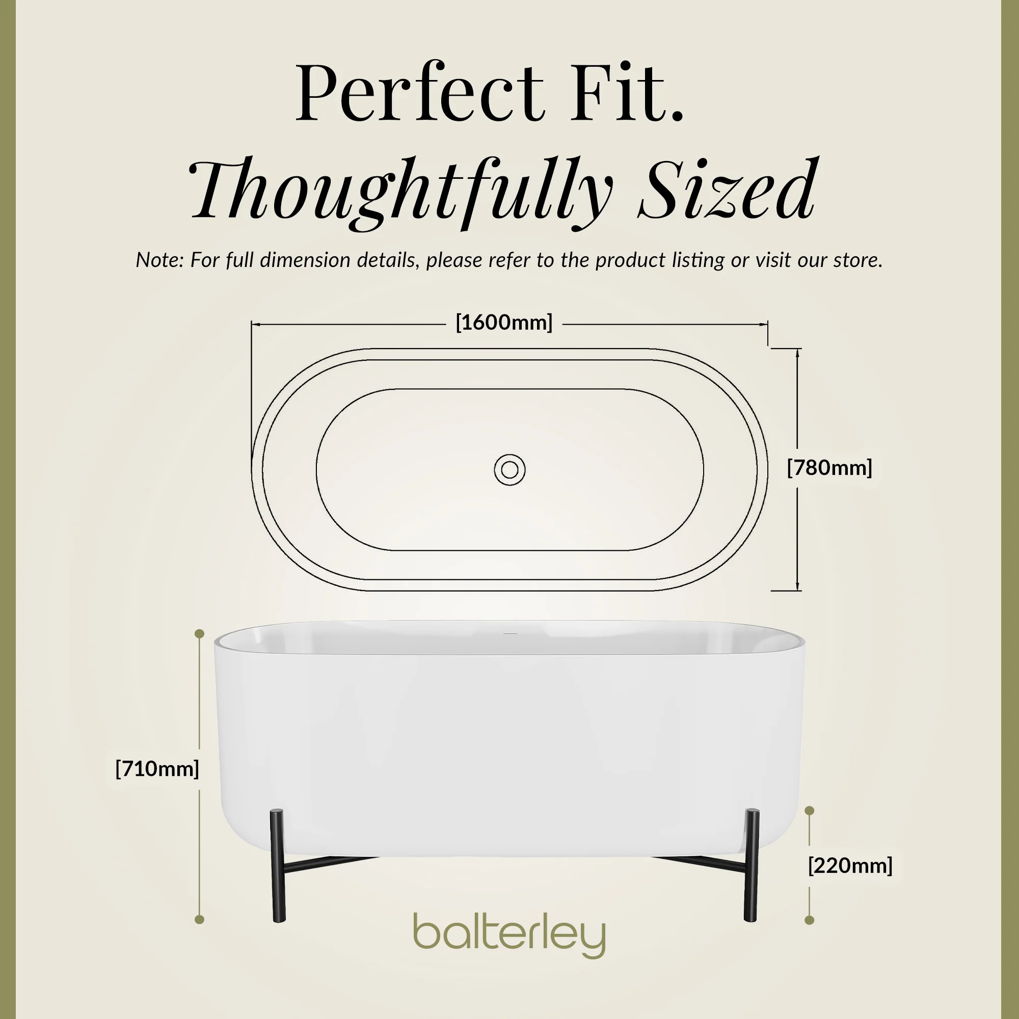 Contemporary Oval Freestanding Bath & Stand from Balterley - Multiple Sizes - Image 10