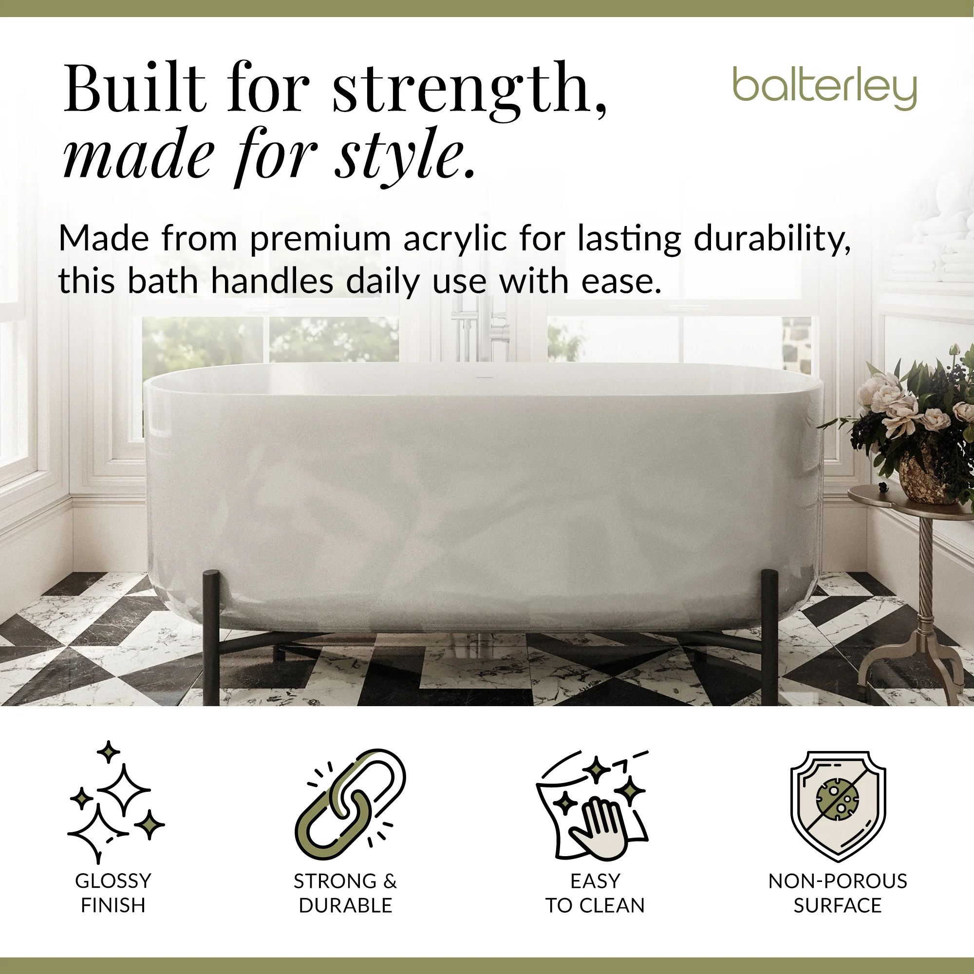 Contemporary Oval Freestanding Bath & Stand from Balterley - Multiple Sizes - Image 14