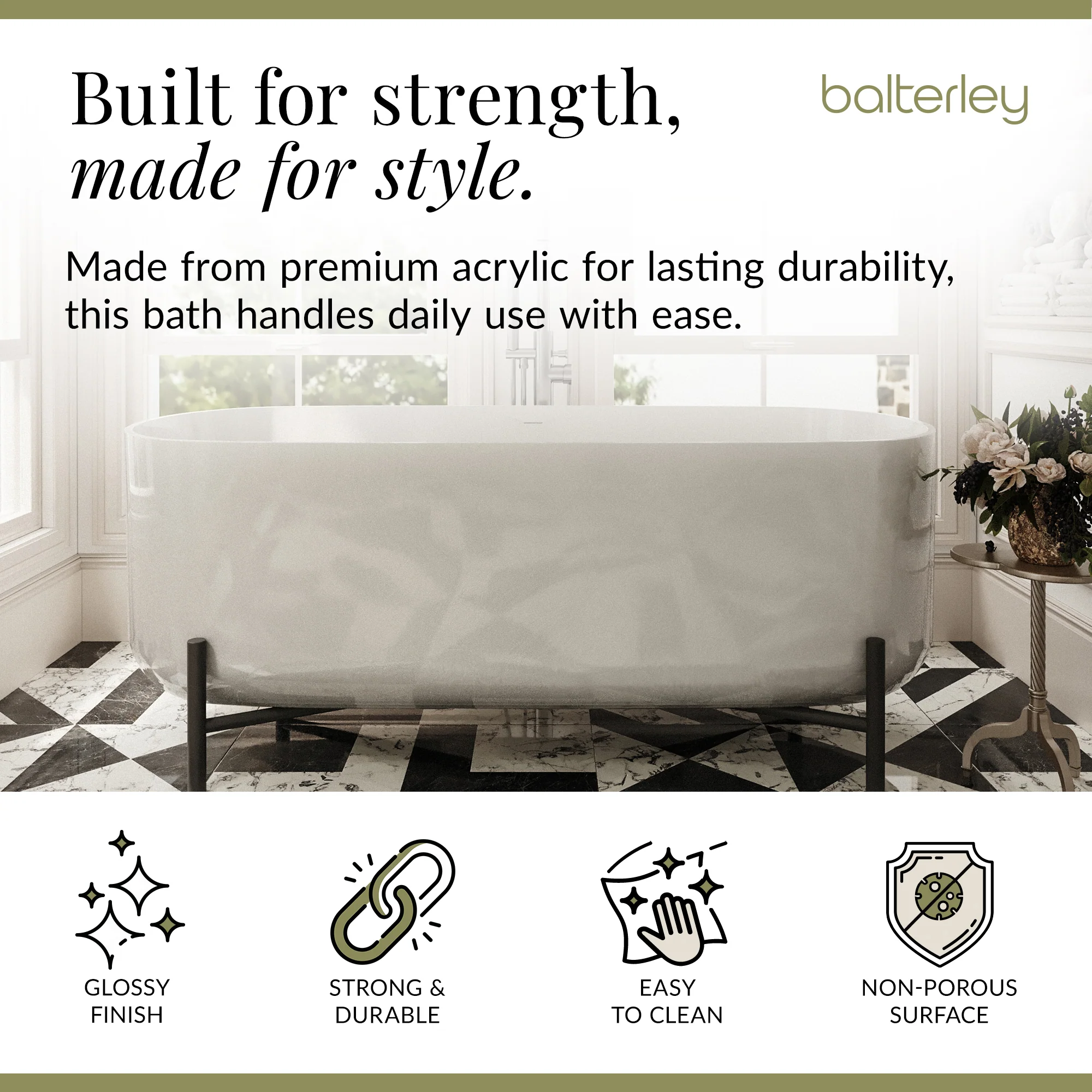 Contemporary Oval Freestanding Bath & Stand from Balterley - Multiple Sizes - Image 17