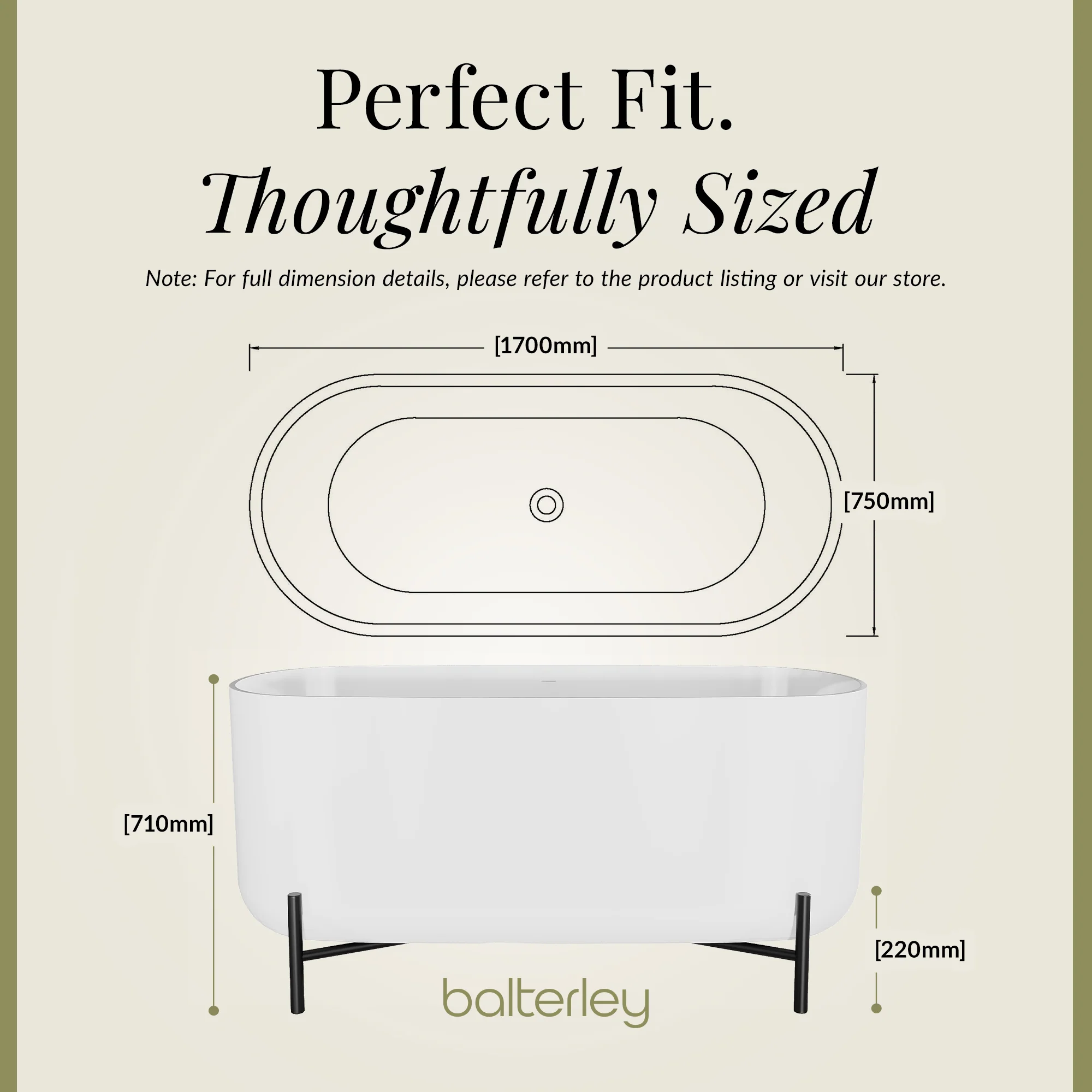 Contemporary Oval Freestanding Bath & Stand from Balterley - Multiple Sizes - Image 20
