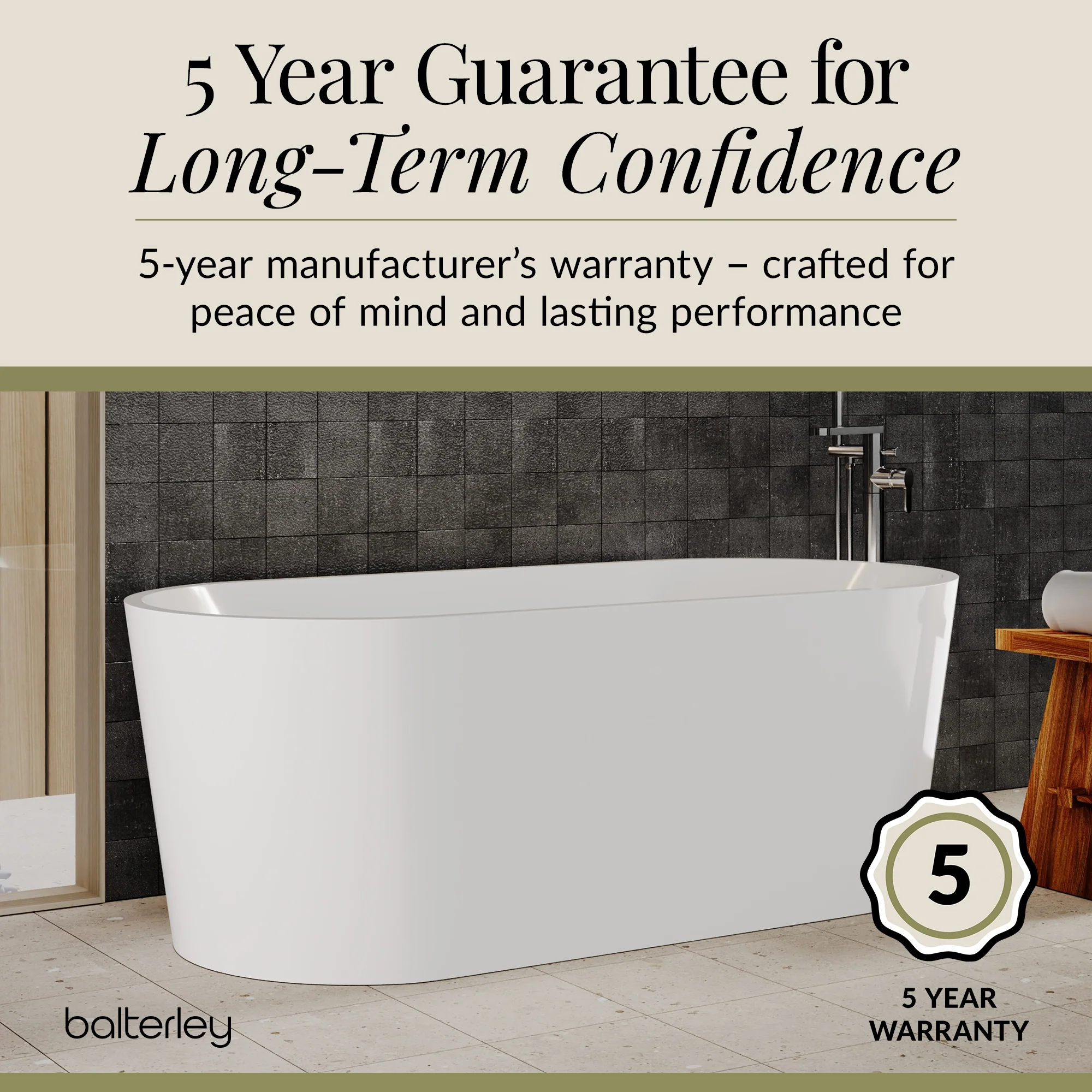 Contemporary Rounded Rectangular Freestanding Bath and Waste from Balterley - Multiple Sizes Available - Image 12