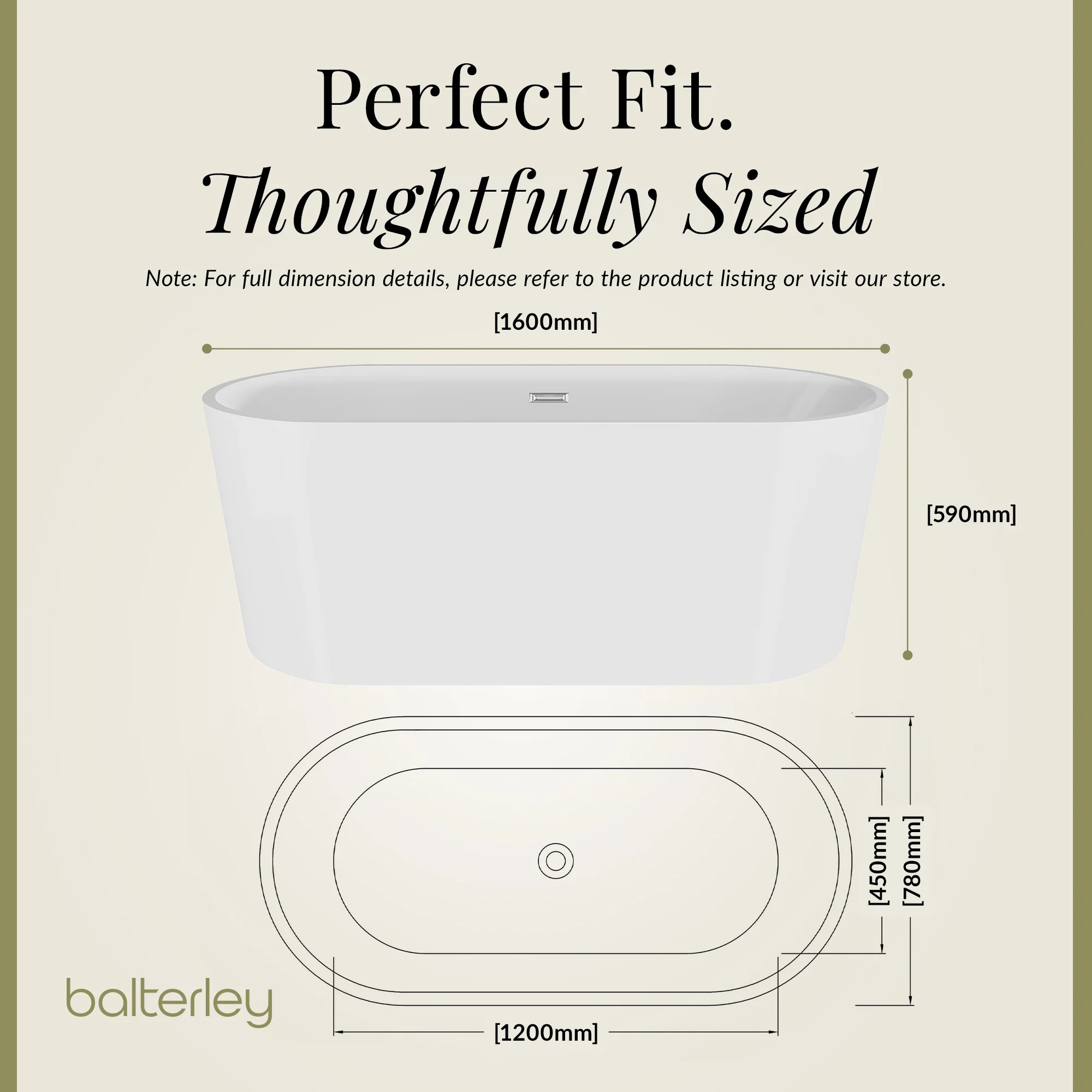 Contemporary Rounded Rectangular Freestanding Bath and Waste from Balterley - Multiple Sizes Available - Image 14