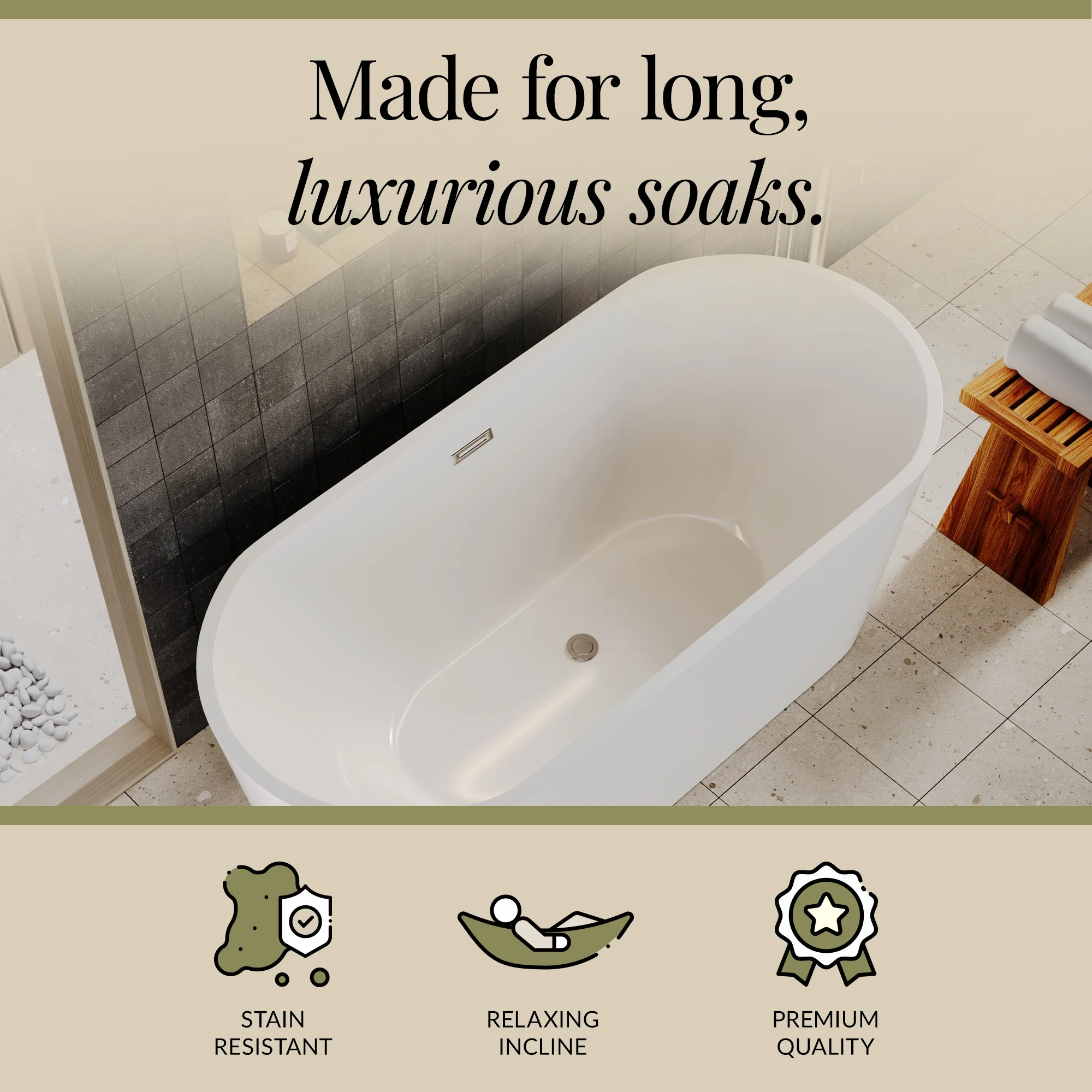 Contemporary Rounded Rectangular Freestanding Bath and Waste from Balterley - Multiple Sizes Available - Image 16