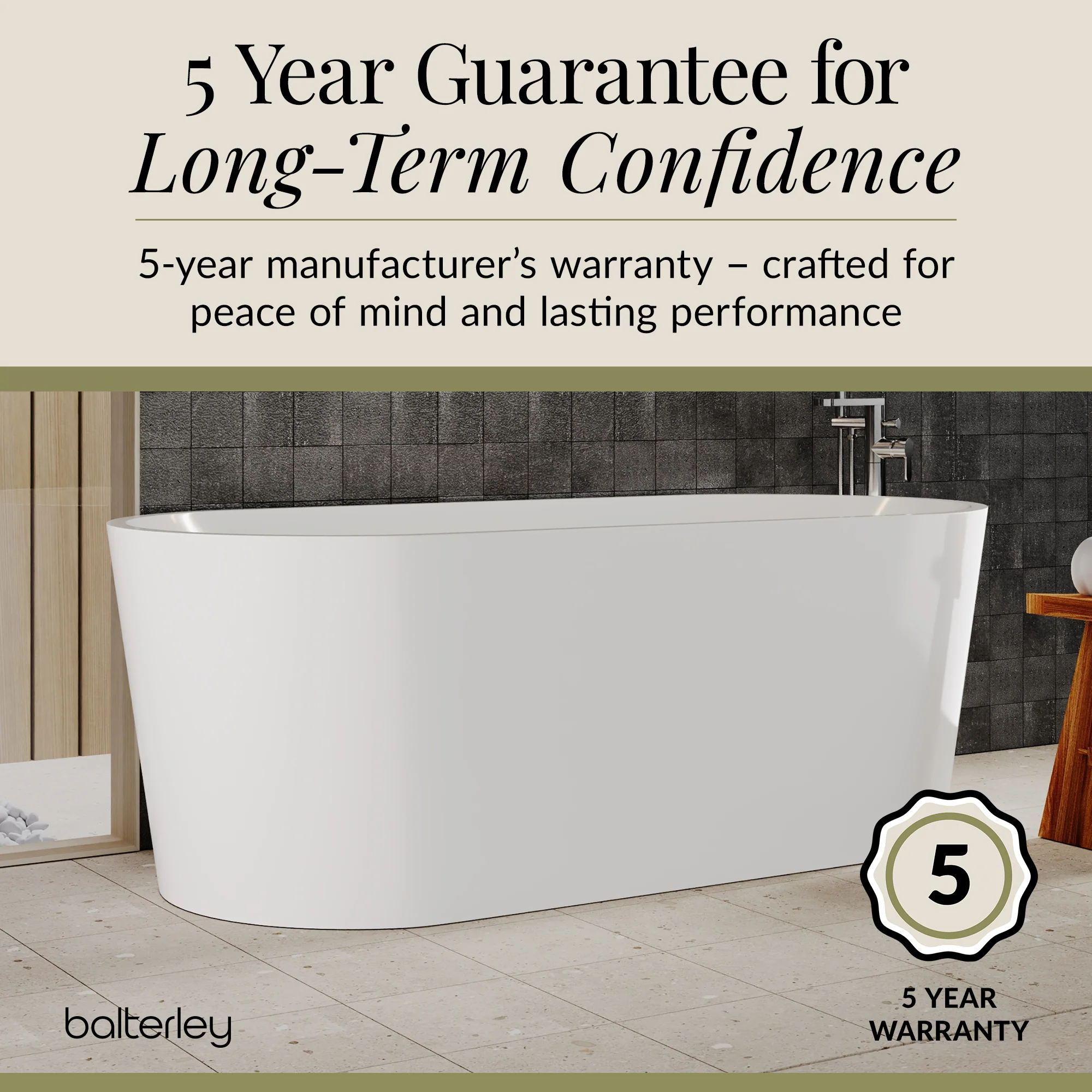 Contemporary Rounded Rectangular Freestanding Bath and Waste from Balterley - Multiple Sizes Available - Image 18