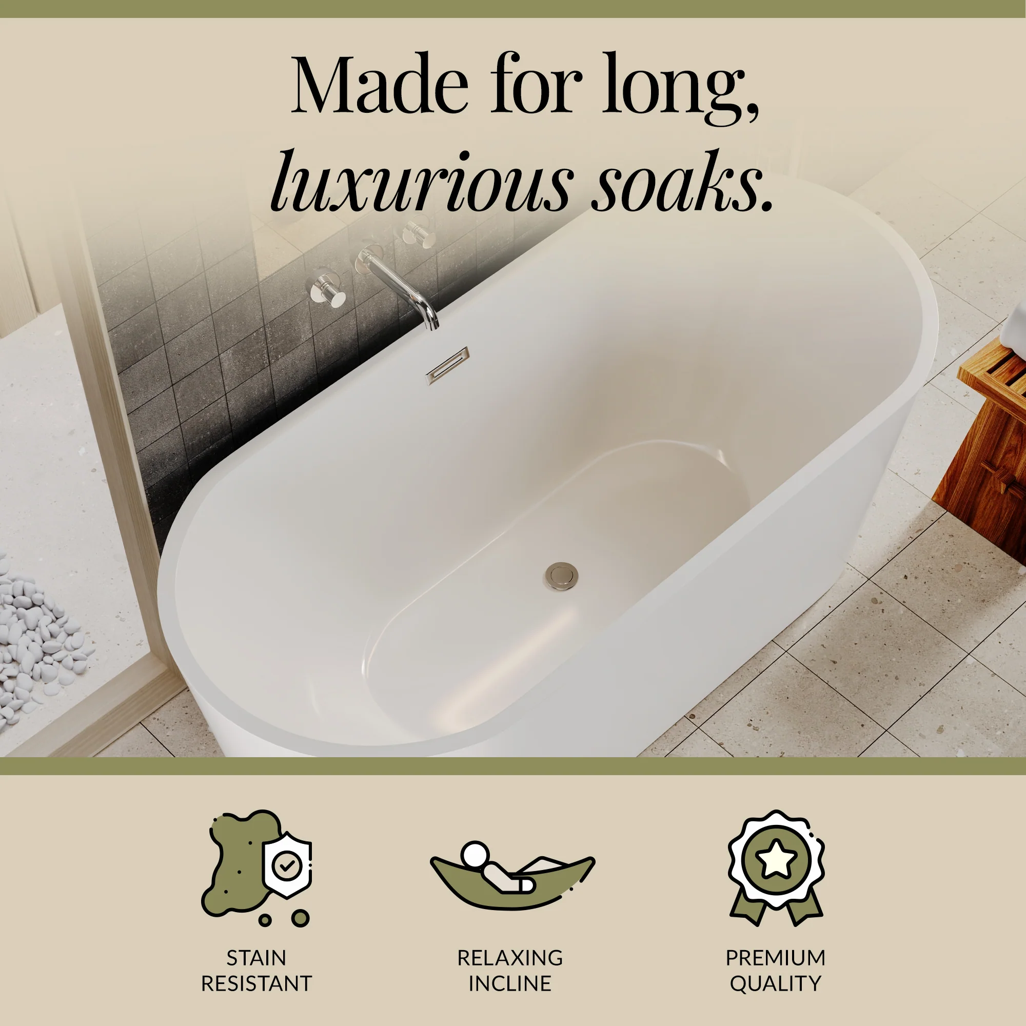 Contemporary Rounded Rectangular Freestanding Bath and Waste from Balterley - Multiple Sizes Available - Image 19