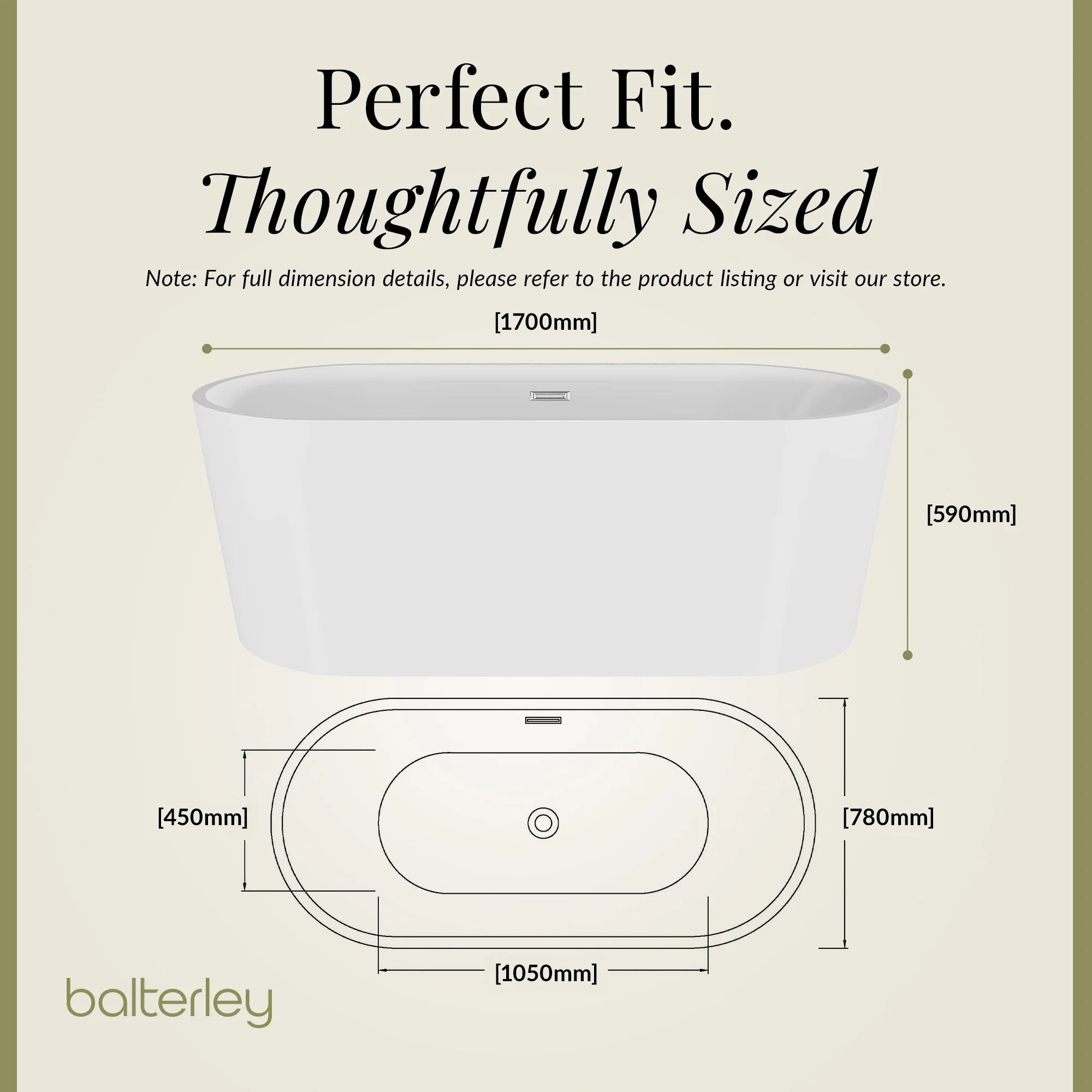 Contemporary Rounded Rectangular Freestanding Bath and Waste from Balterley - Multiple Sizes Available - Image 22