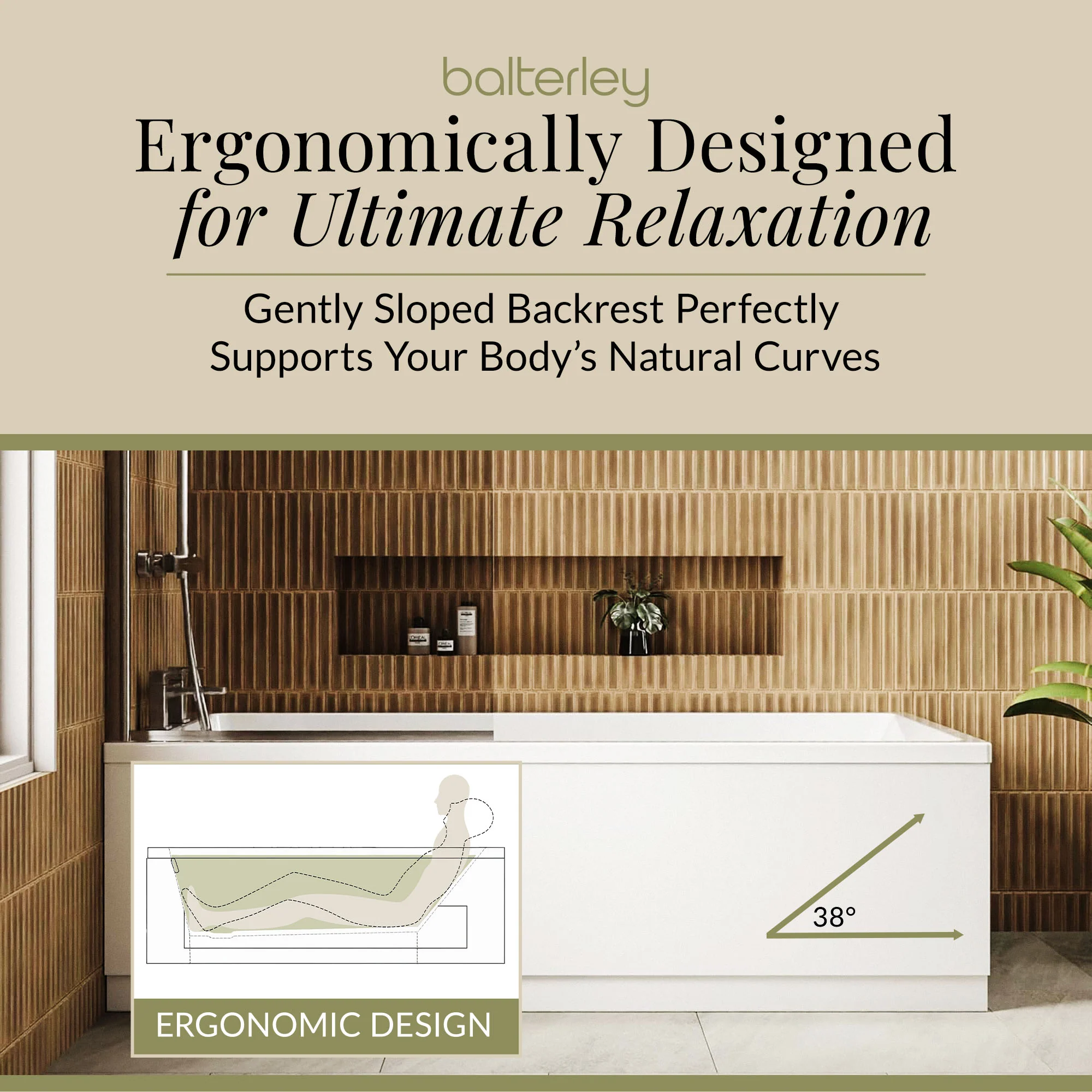 Contemporary Square Single Ended Bath Tub & Leg Set - Multiple Sizes - Image 13