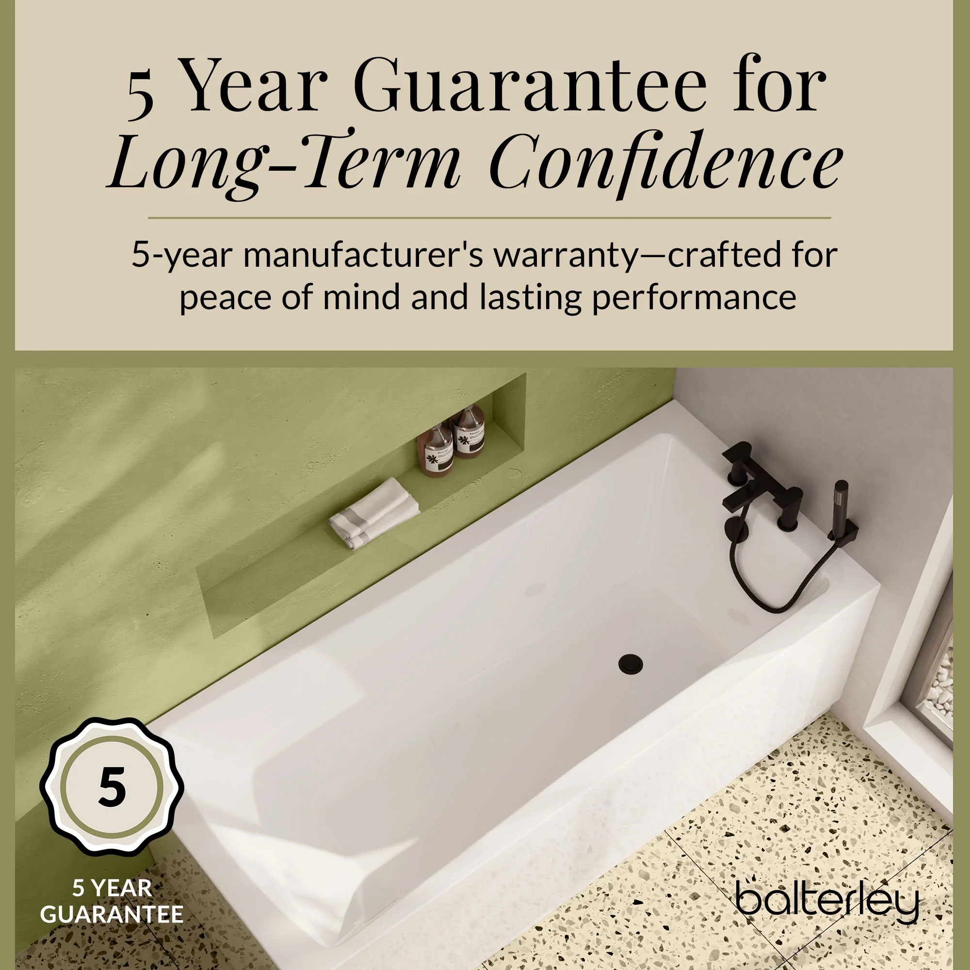 Contemporary Square Single Ended Bath Tub & Leg Set - Multiple Sizes - Image 18