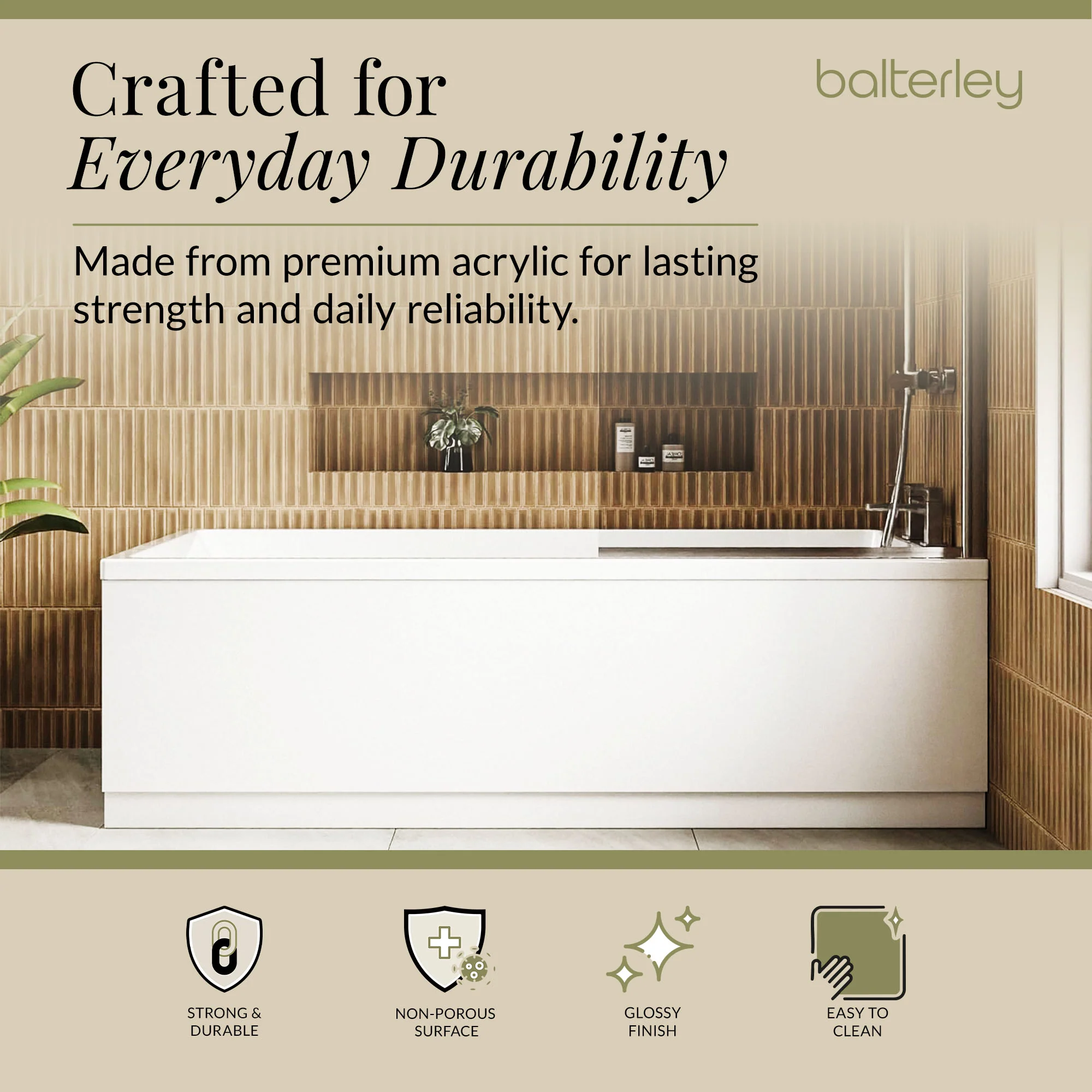 Contemporary Square Single Ended Bath Tub & Leg Set - Multiple Sizes - Image 37