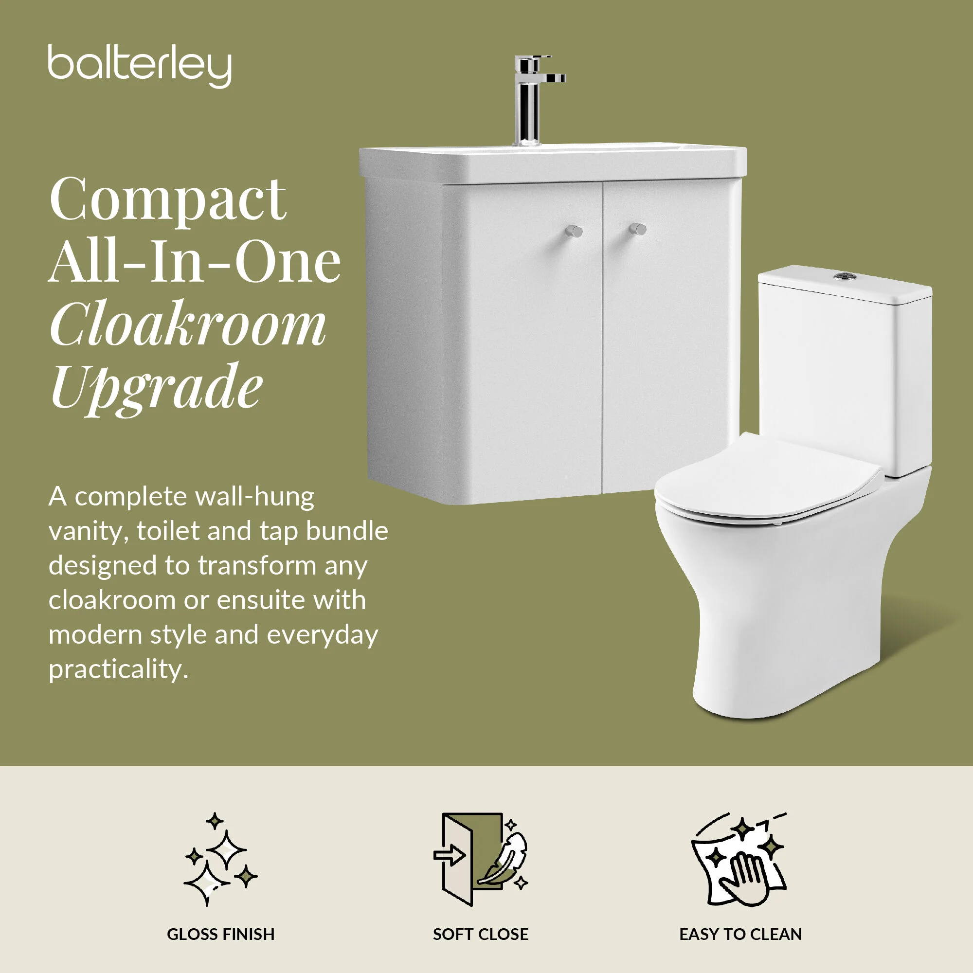 Curve Cloakroom Set - Wall Hung Vanity Basin Unit, Toilet and Mono Basin Mixer Tap - Image 51
