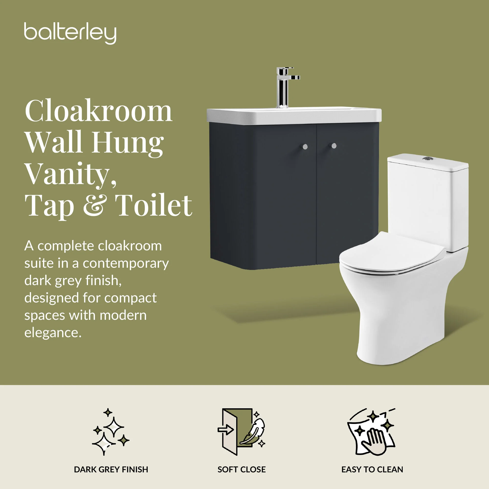 Curve Cloakroom Set - Wall Hung Vanity Basin Unit, Toilet and Mono Basin Mixer Tap - Image 57