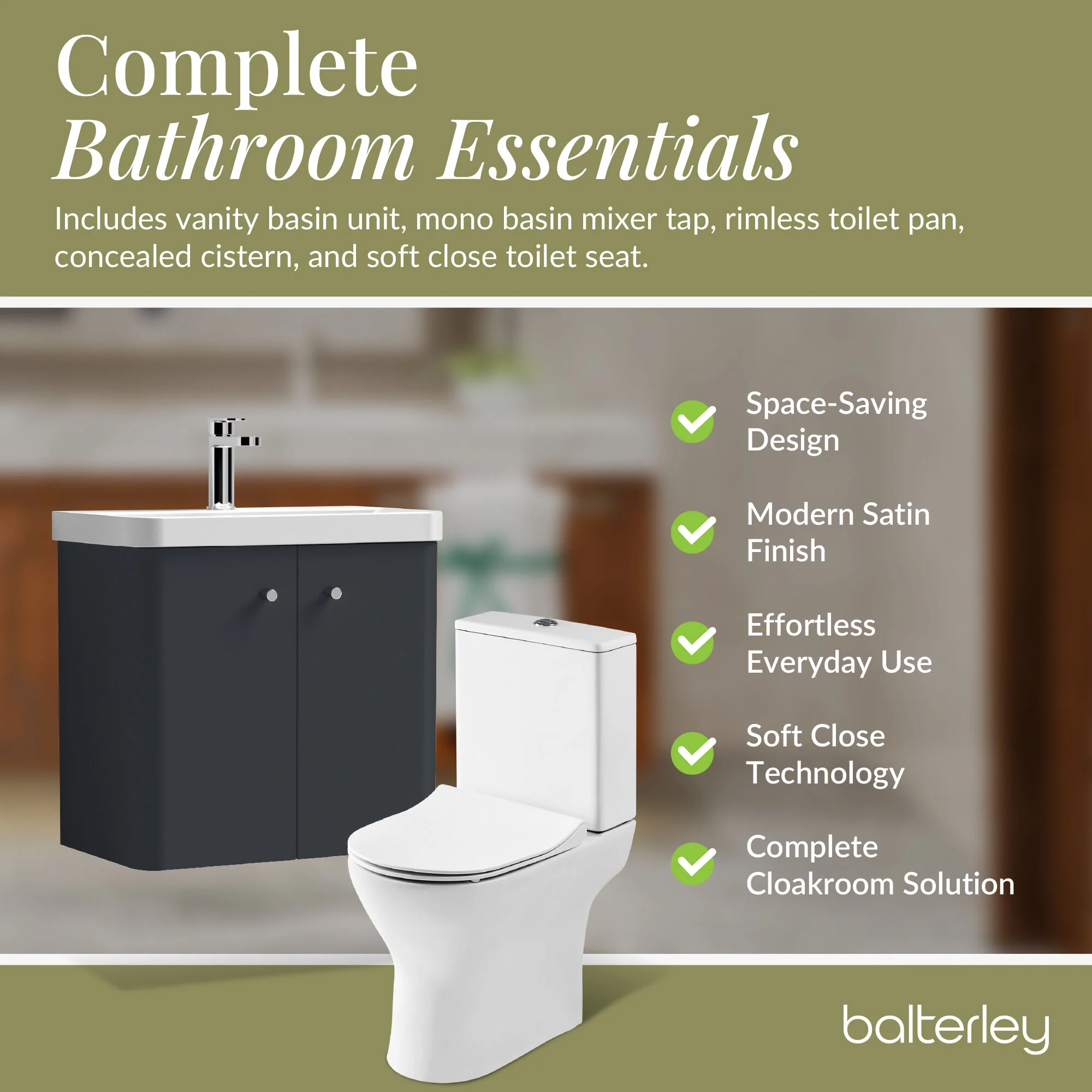 Curve Cloakroom Set - Wall Hung Vanity Basin Unit, Toilet and Mono Basin Mixer Tap - Image 59