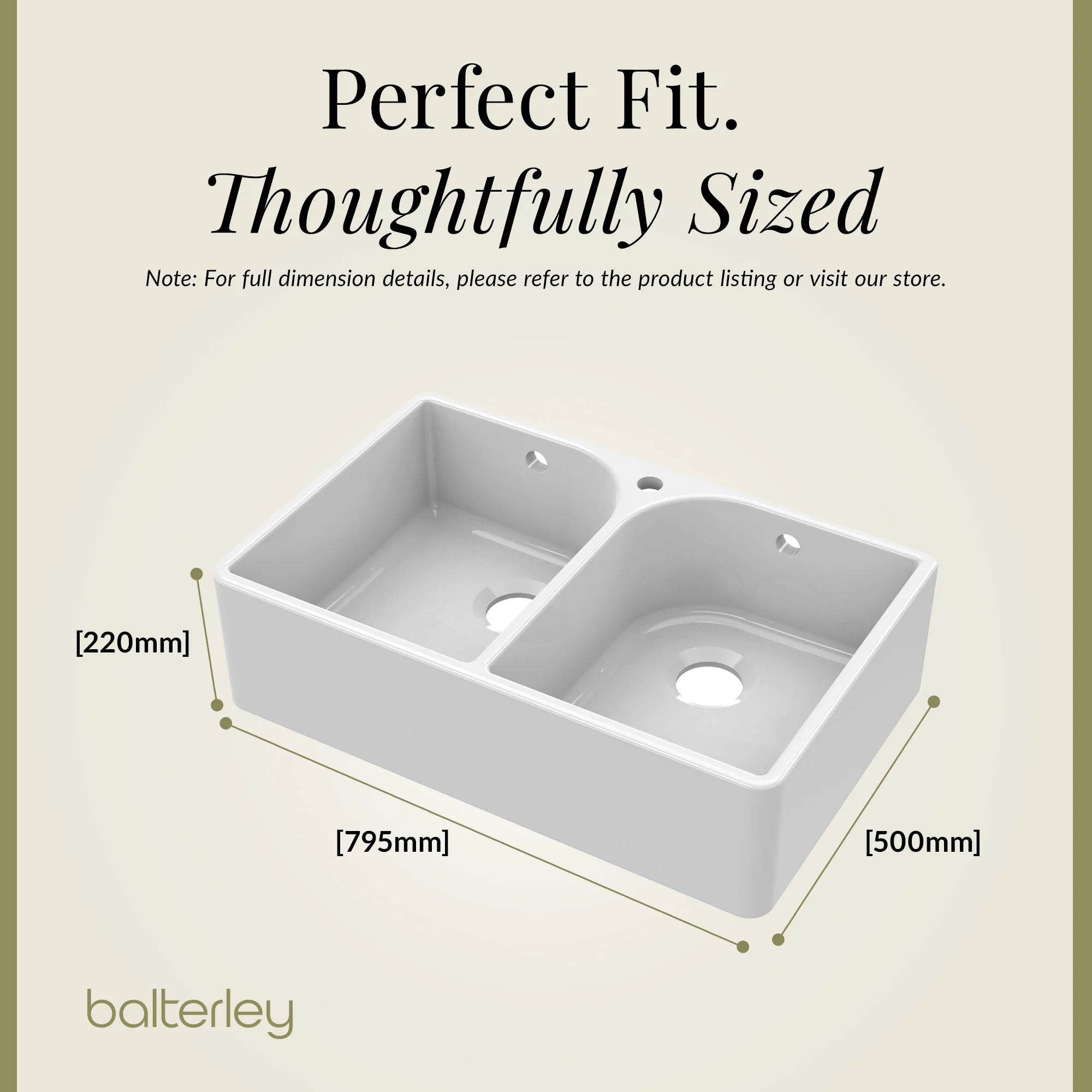 Double Bowl Fireclay Belfast Sink Bundle with Tap Hole & Full Wier, Basket Strainer Waste & Mono Mixer Tap - Image 8