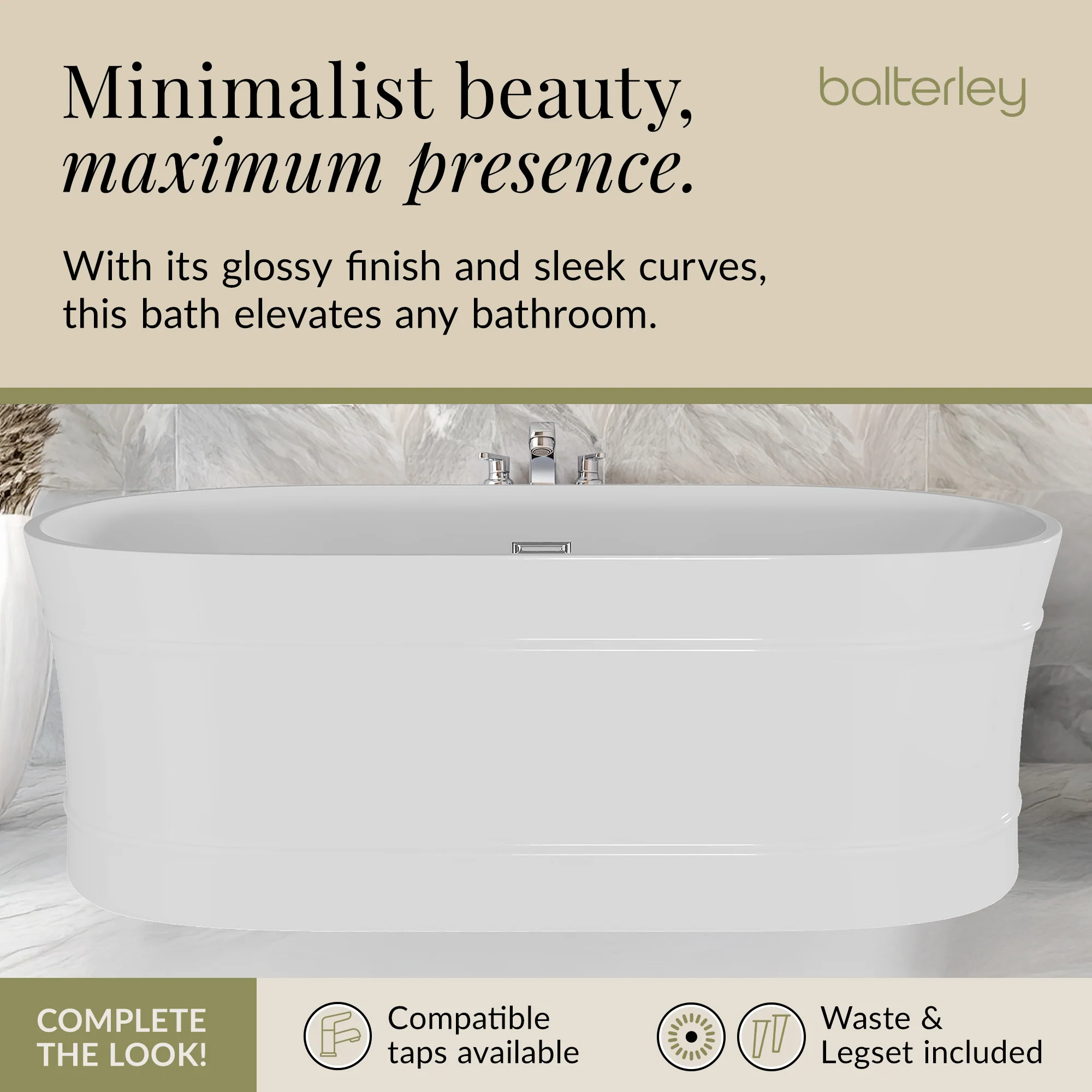 Elegant Oval Freestanding Bath with Layered Rim Design from Balterley - Multiple Sizes Available - Image 15