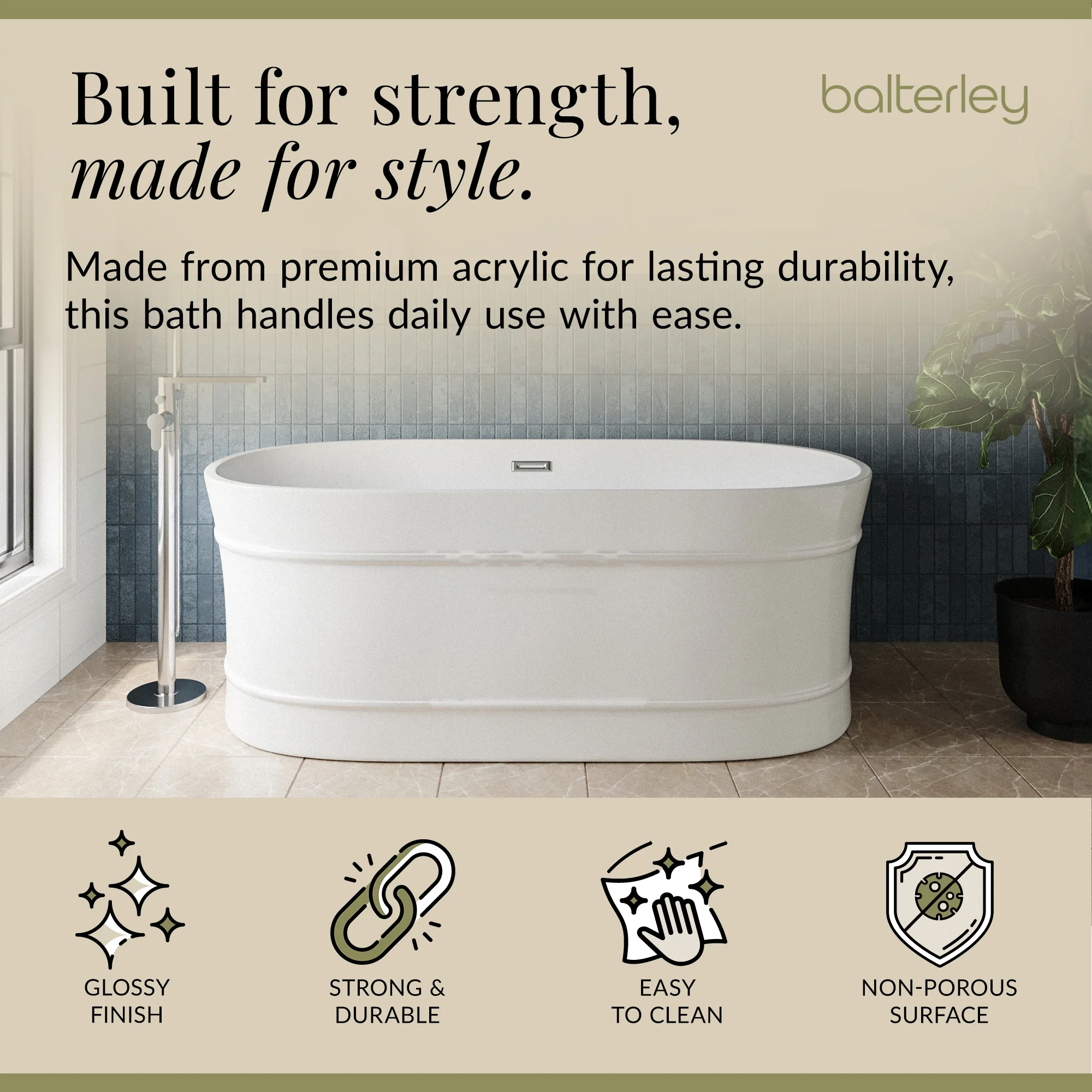 Elegant Oval Freestanding Bath with Layered Rim Design from Balterley - Multiple Sizes Available - Image 19