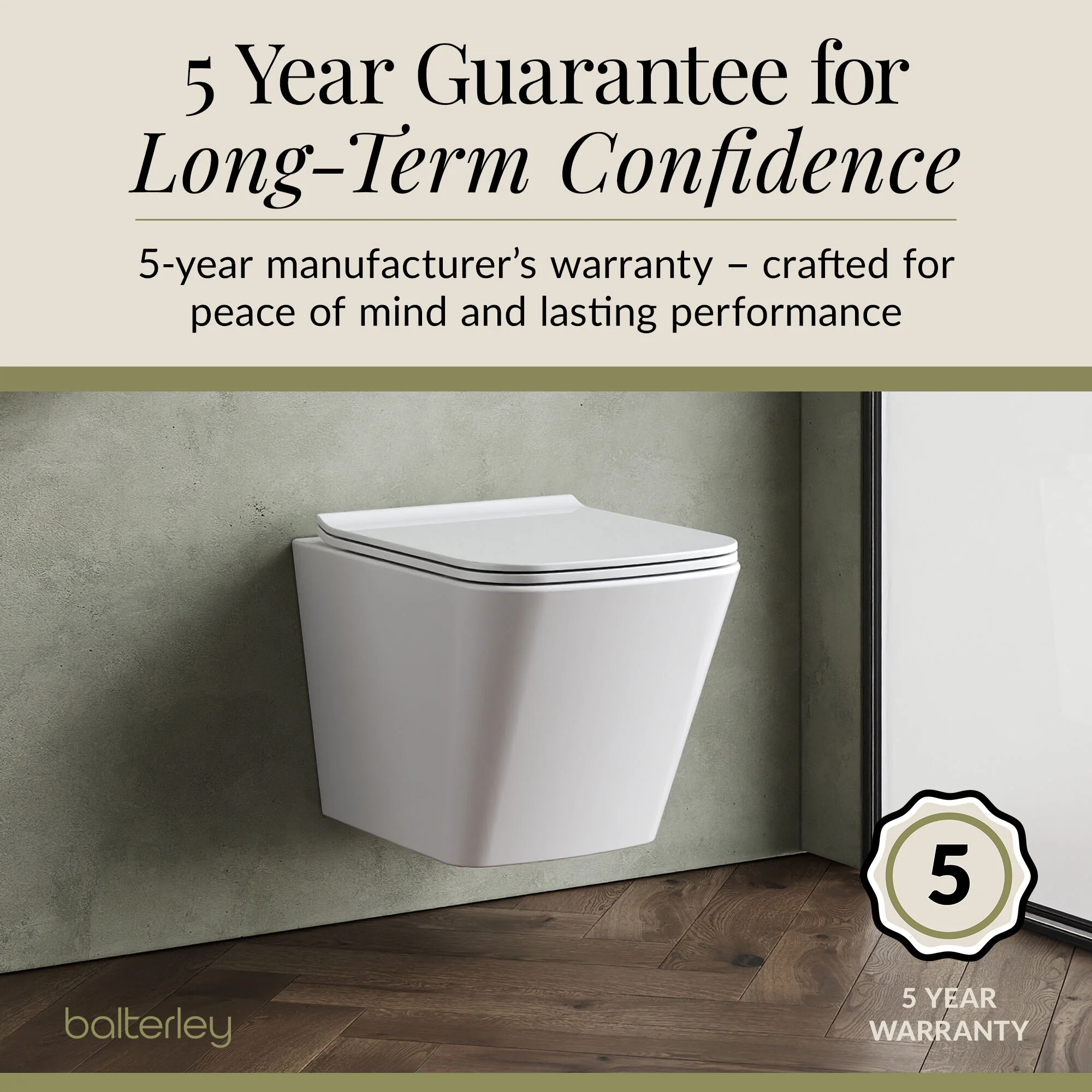 Hilderstone Modern Hung Toilet Pan with Soft Close Sandwich Seat - Image 10