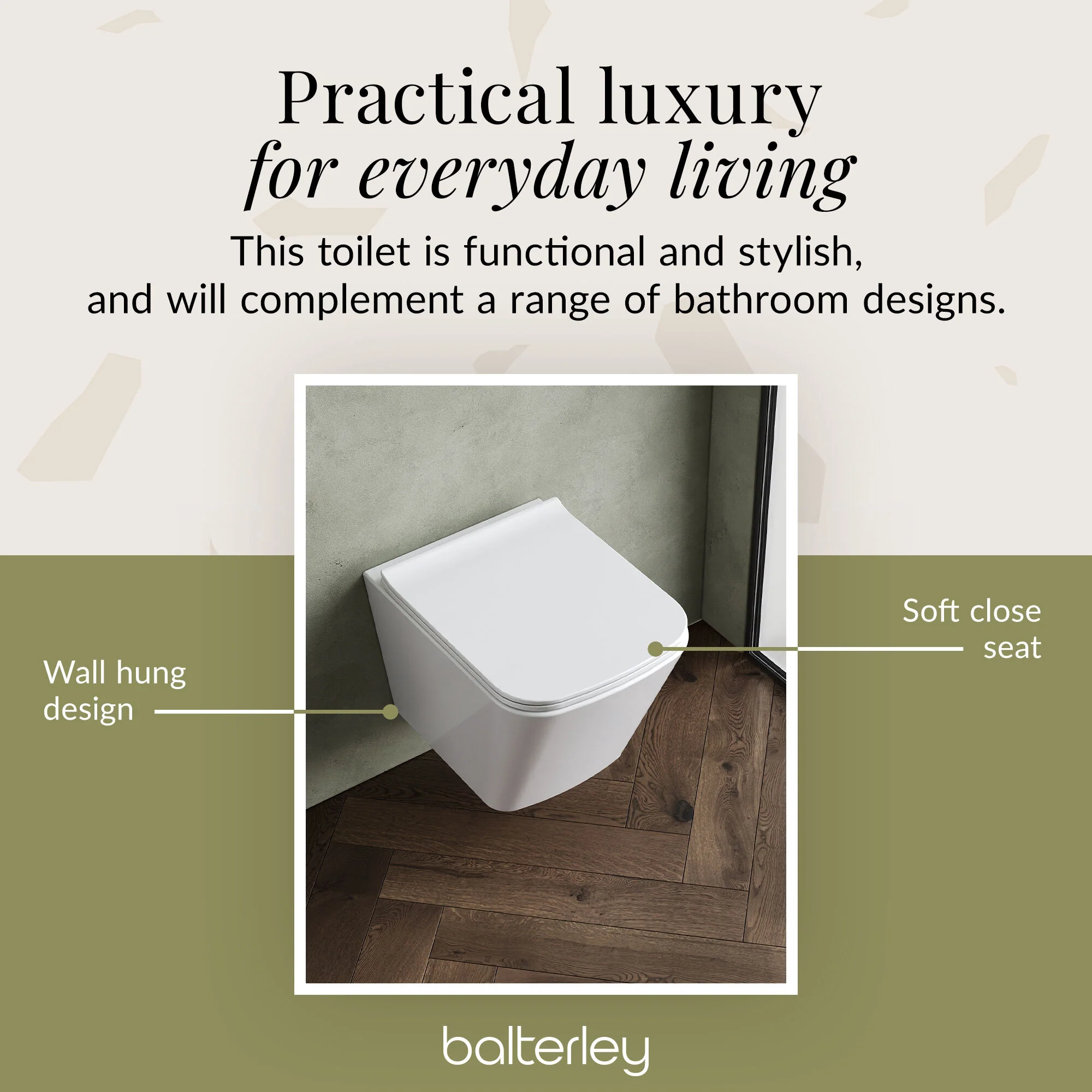 Hilderstone Modern Hung Toilet Pan with Soft Close Sandwich Seat - Image 8