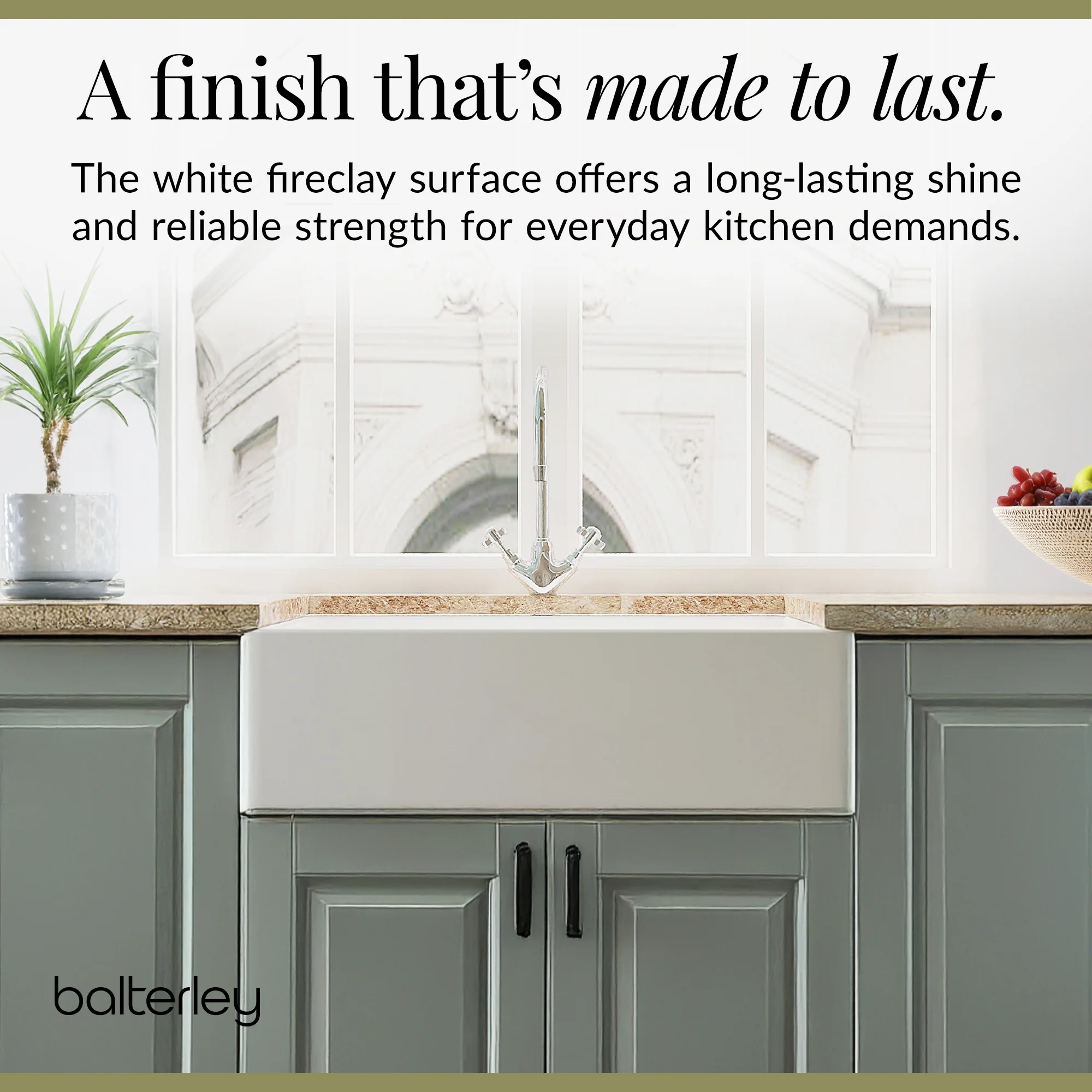 Fireclay Belfast Kitchen Sink Bundle with Overflow, Mono Sink Mixer Tap & Waste - Image 7