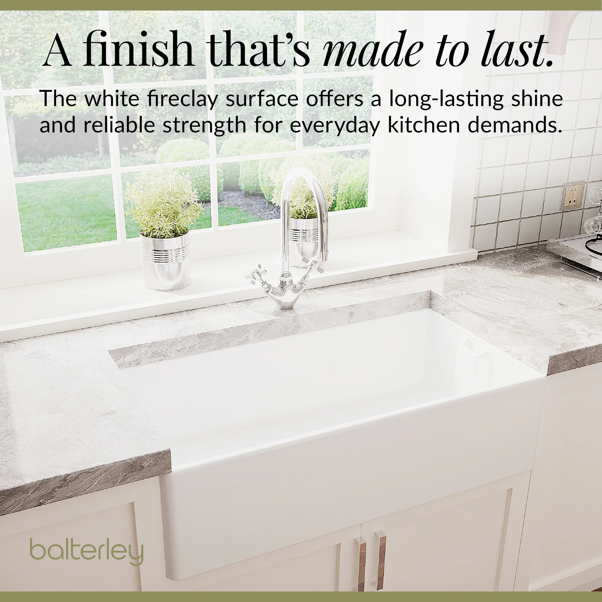 Single Bowl Fireclay Ceramic Belfast Kitchen Sink Bundle with Overflow Mono Sink Mixer Tap & Waste - Image 5