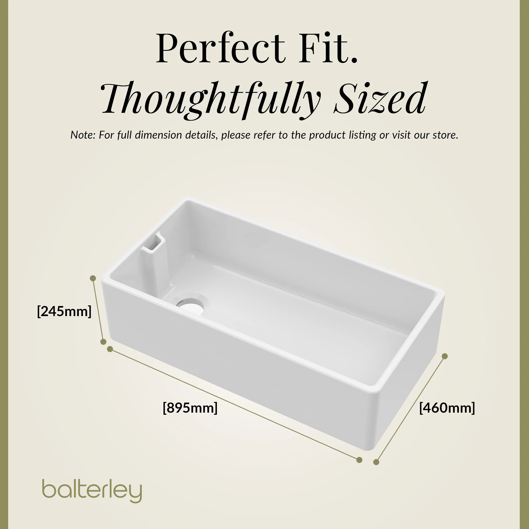 Single Bowl Fireclay Ceramic Belfast Kitchen Sink Bundle with Overflow Mono Sink Mixer Tap & Waste - Image 6