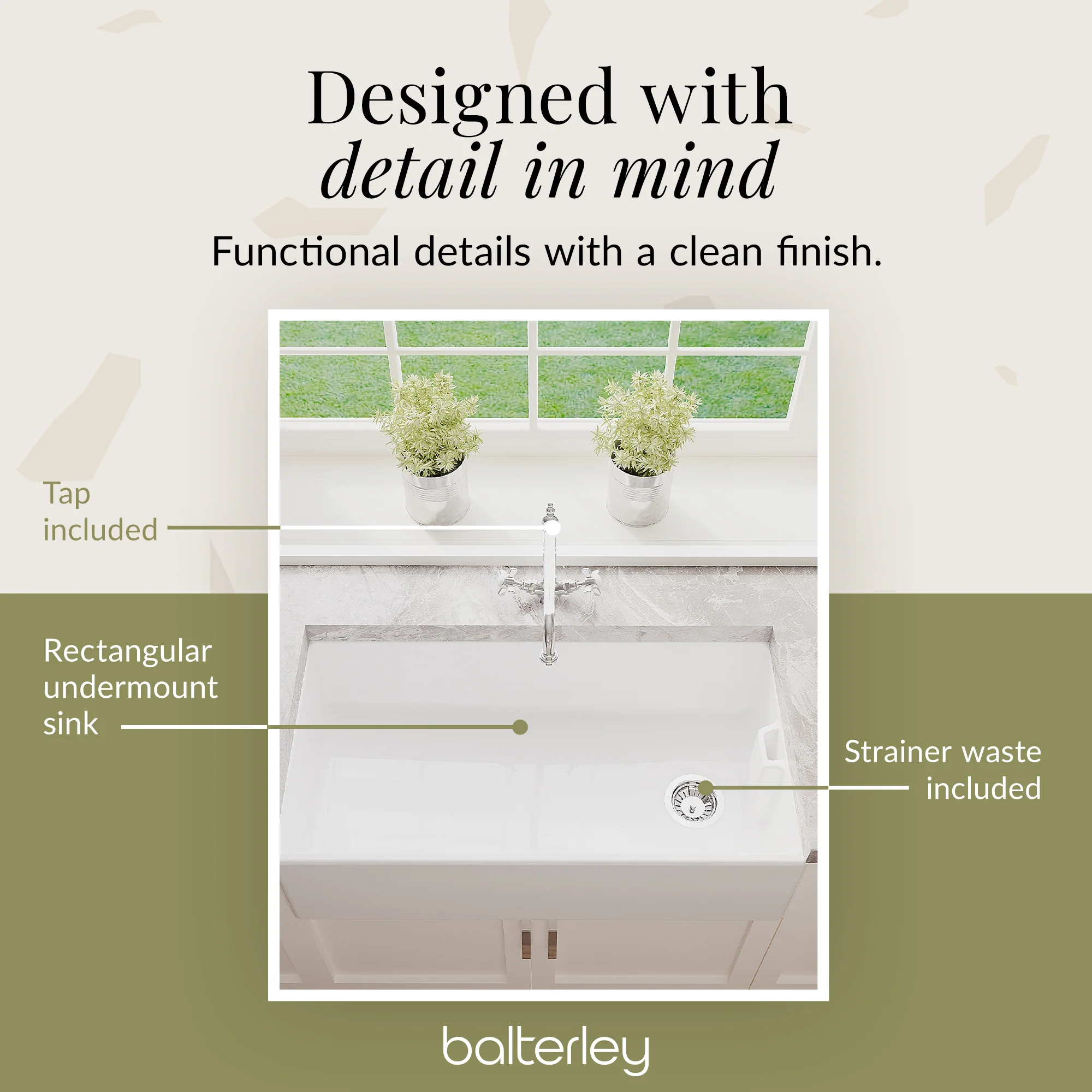 90cm Fireclay Ceramic Belfast Kitchen Sink Bundle with French Classic Tap & Waste - Image 10