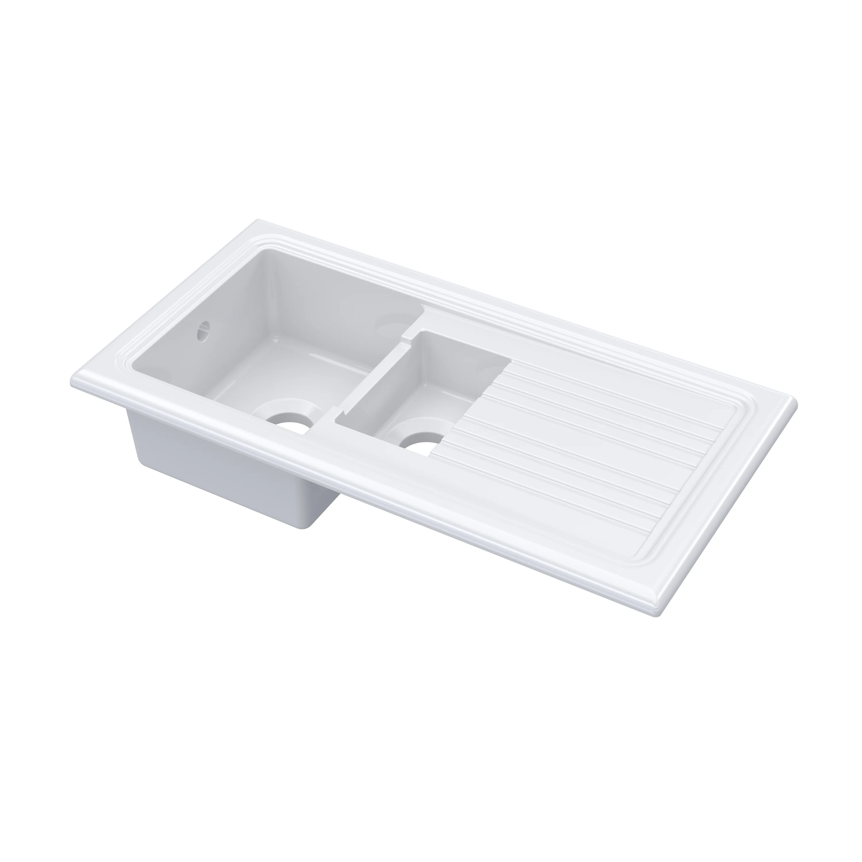 101cm Inset Counter Top Fireclay Ceramic Kitchen Sink - Multiple Options Available - Image 10