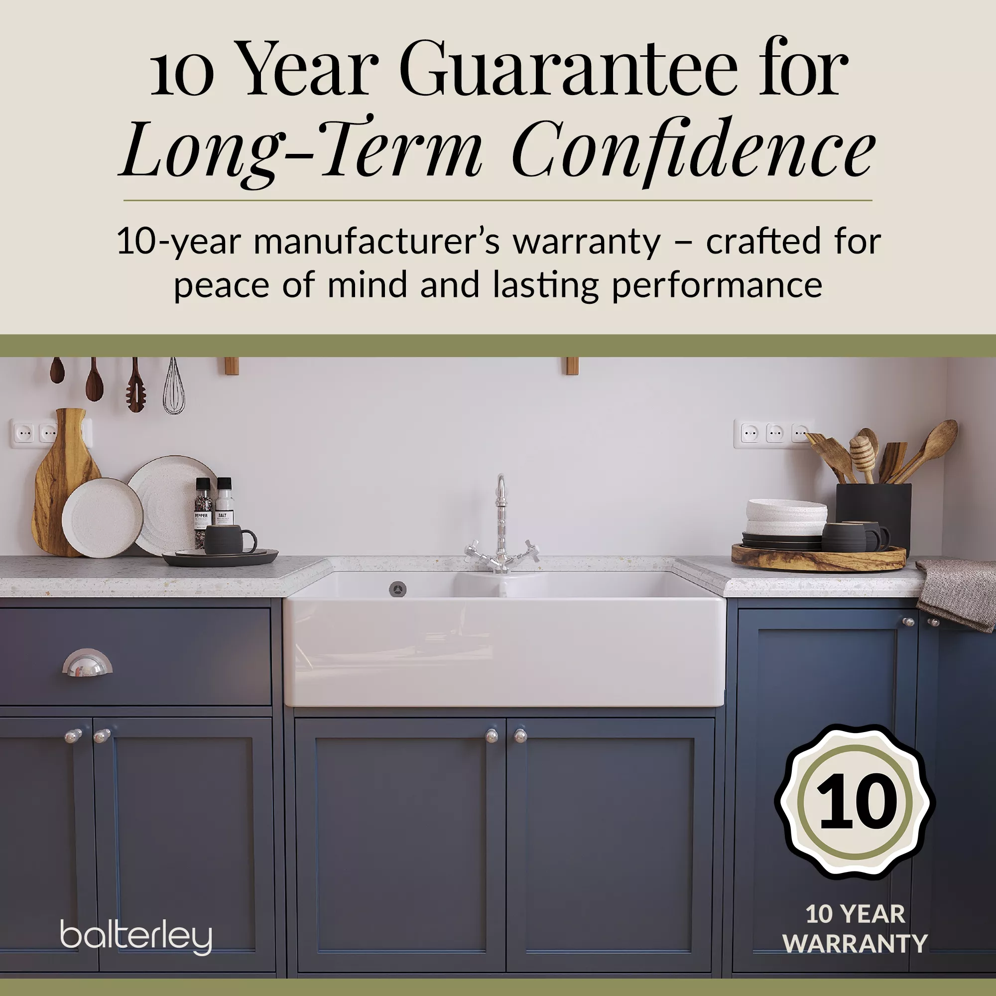 Double Bowl Fireclay Butler Kitchen Sink Bundle with Overflow, Classic Tap & Wastes - Image 10