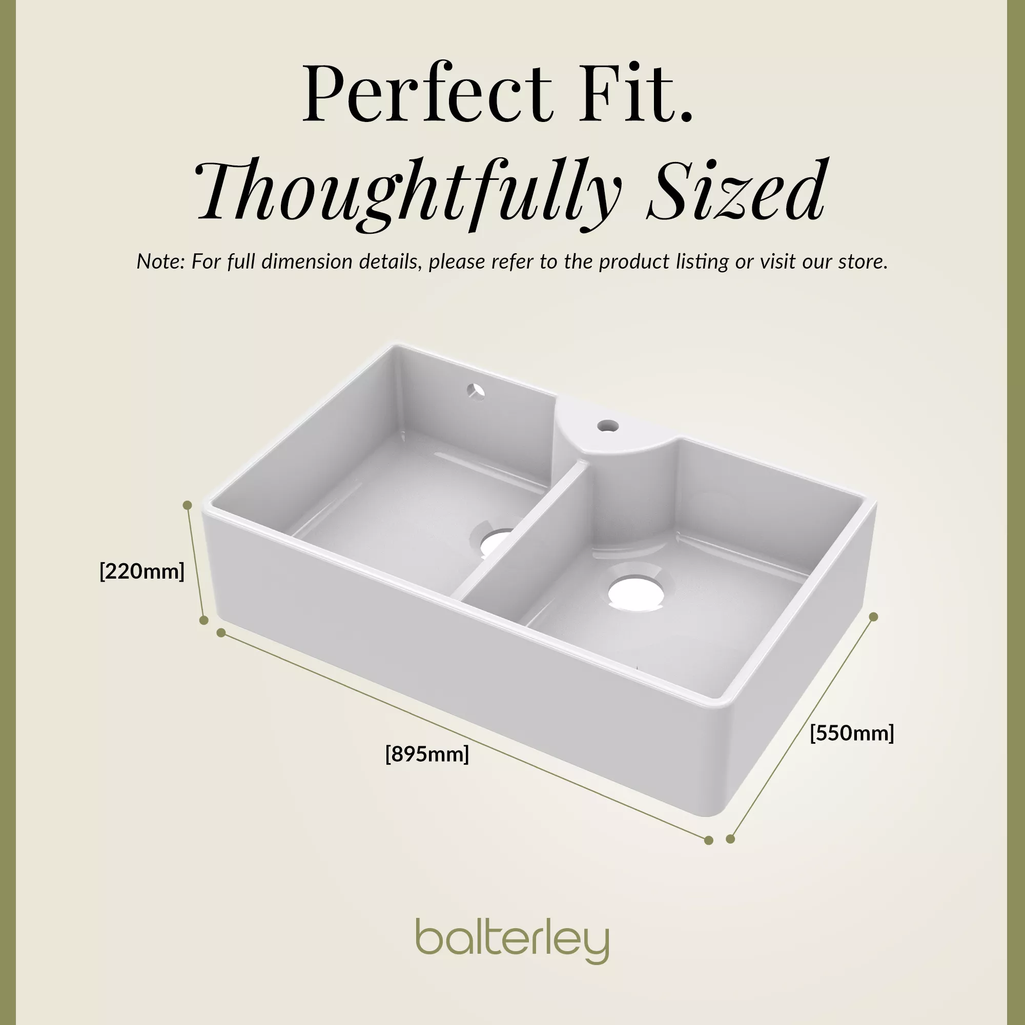 Double Bowl Fireclay Butler Kitchen Sink Bundle with Overflow, Classic Tap & Wastes - Image 9