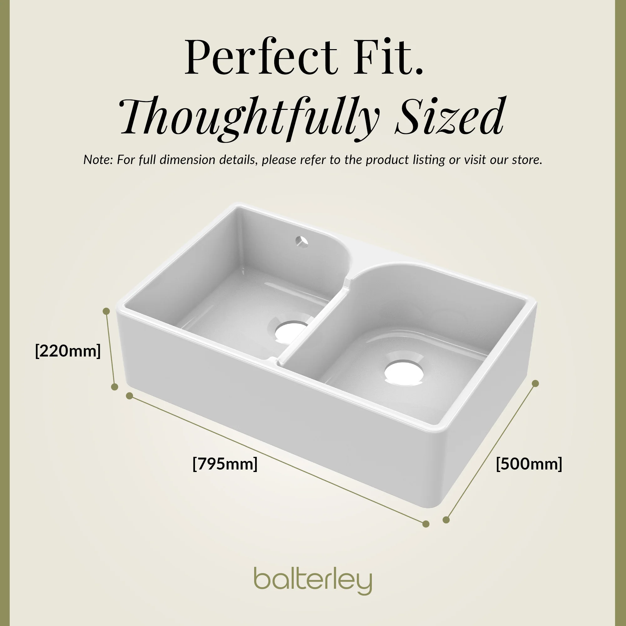 Double Bowl Fireclay Ceramic Butler Kitchen Sink Bundle with Stepped Weir, Mixer Tap & Wastes - Image 7