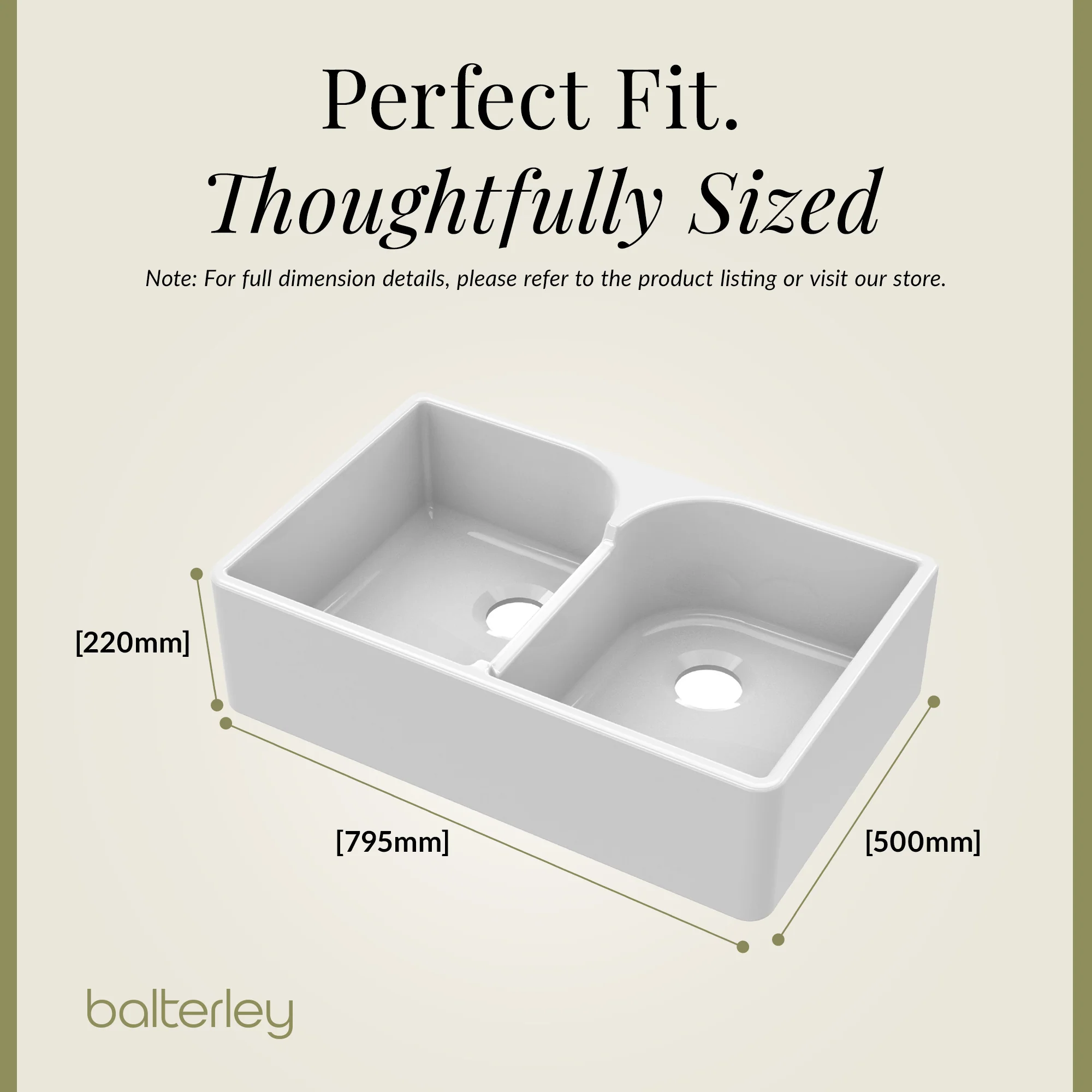 Double Bowl Fireclay Ceramic Stepped Weir Butler Kitchen Sink Bundle with Mono Mixer Tap & Waste - Image 6