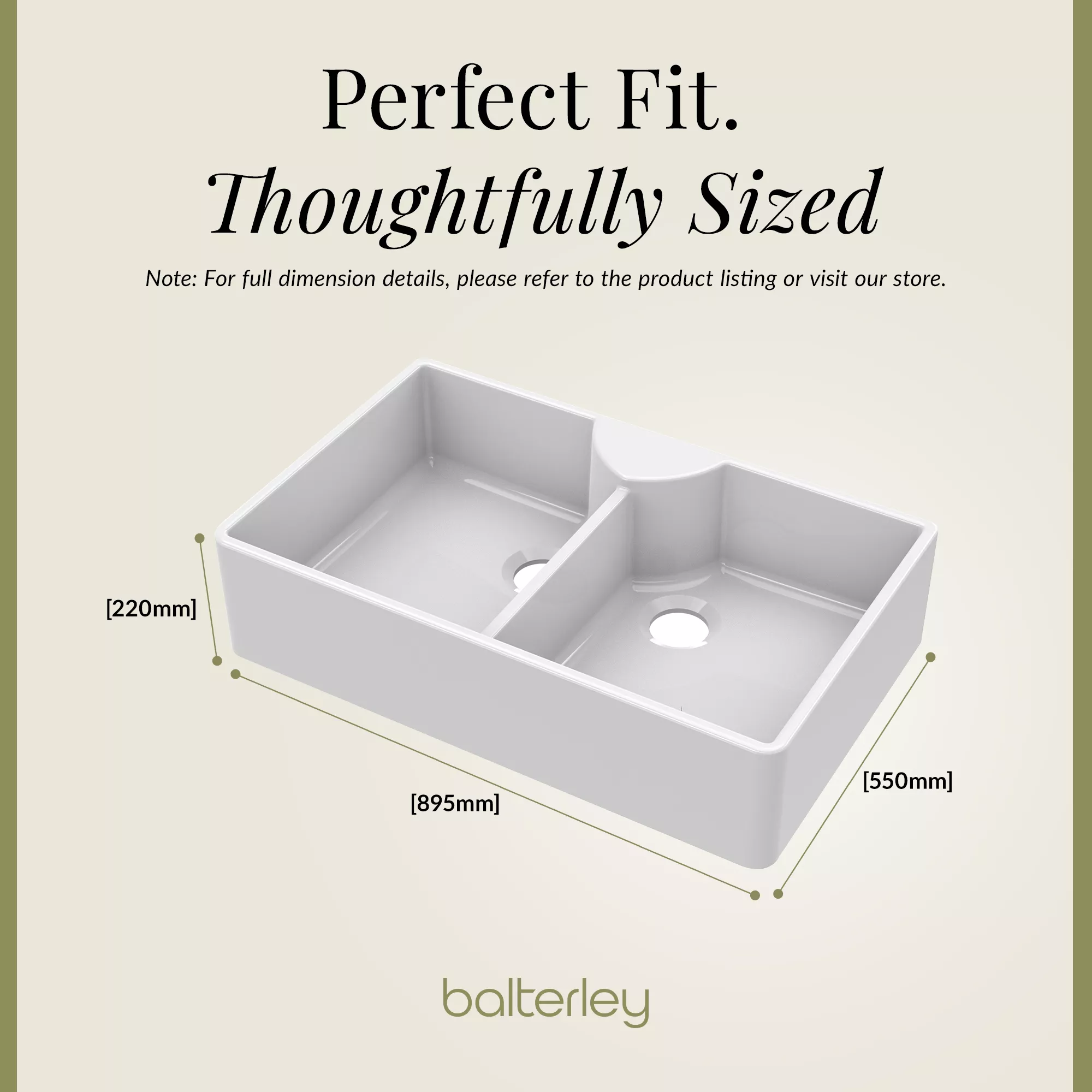 Double Bowl Fireclay Ceramic Butler Kitchen Sink Bundle with Stepped Weir, Mixer Tap & Wastes - Image 9