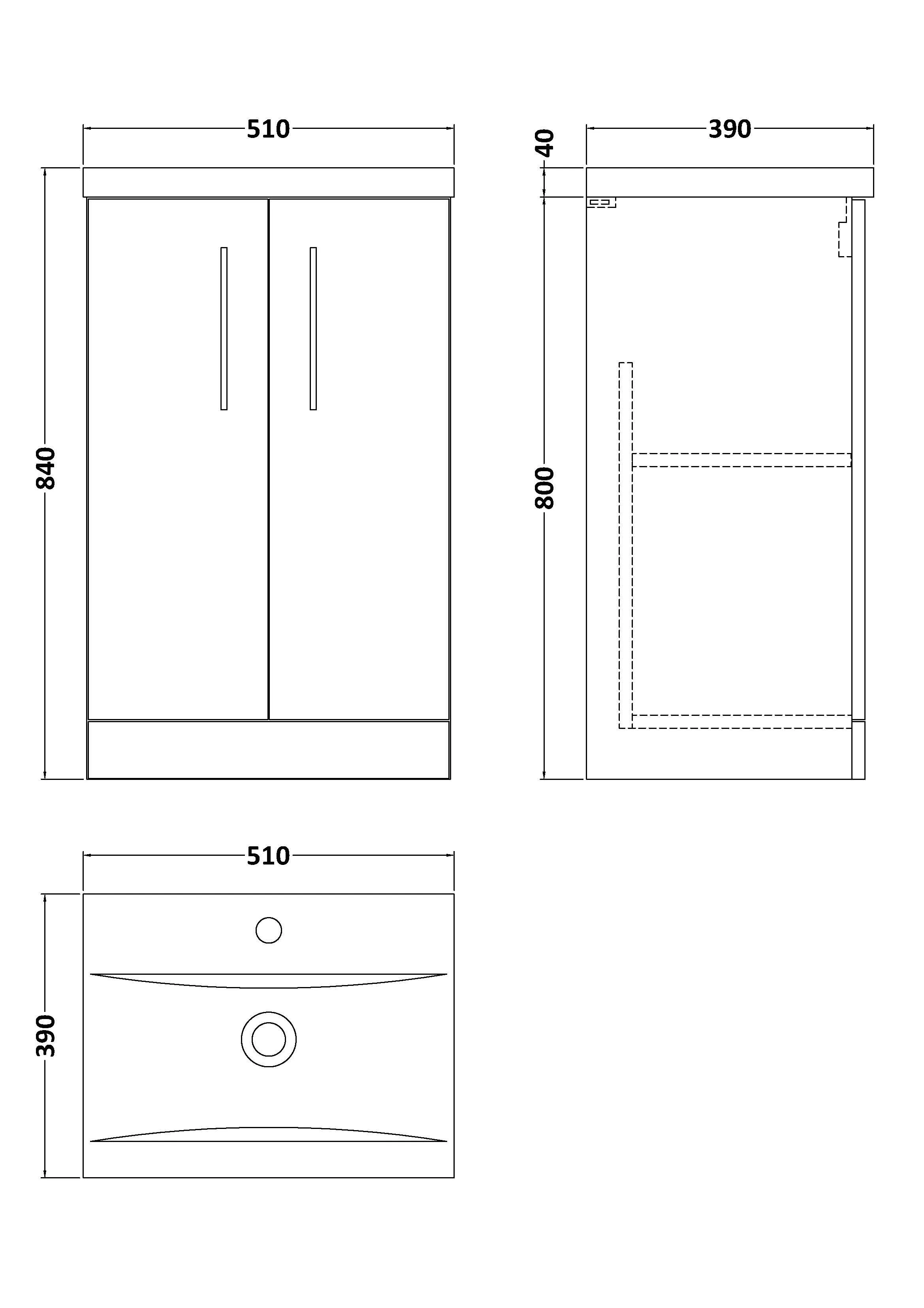Floor Standing 2-Door Vanity & Mid-Edge Basin – Choice of Colour and Handle Finish - Image 185